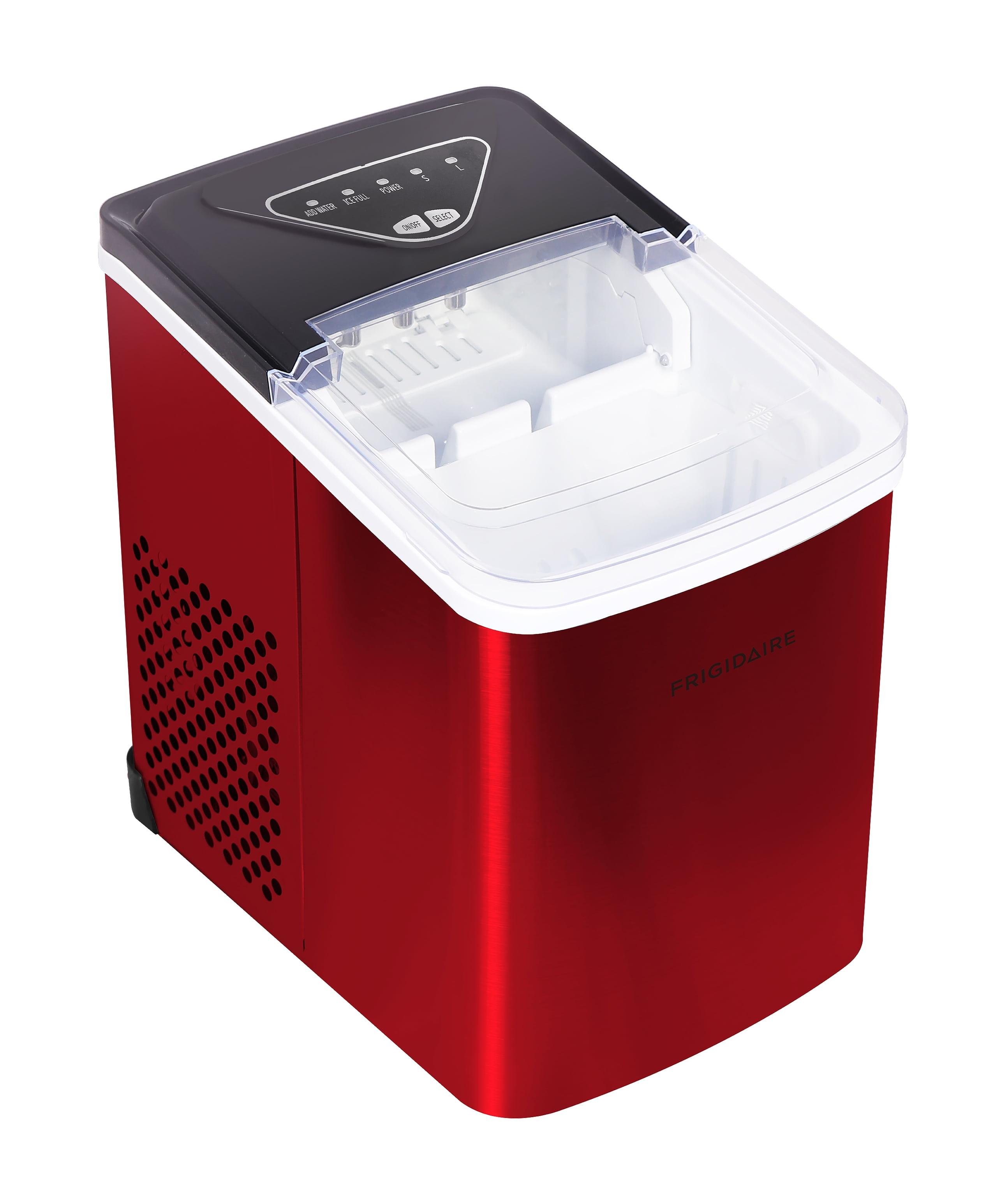 Frigidaire, 26 Lbs. Countertop Ice Maker, Bullet Shaped Ice, Red Stainless Steel