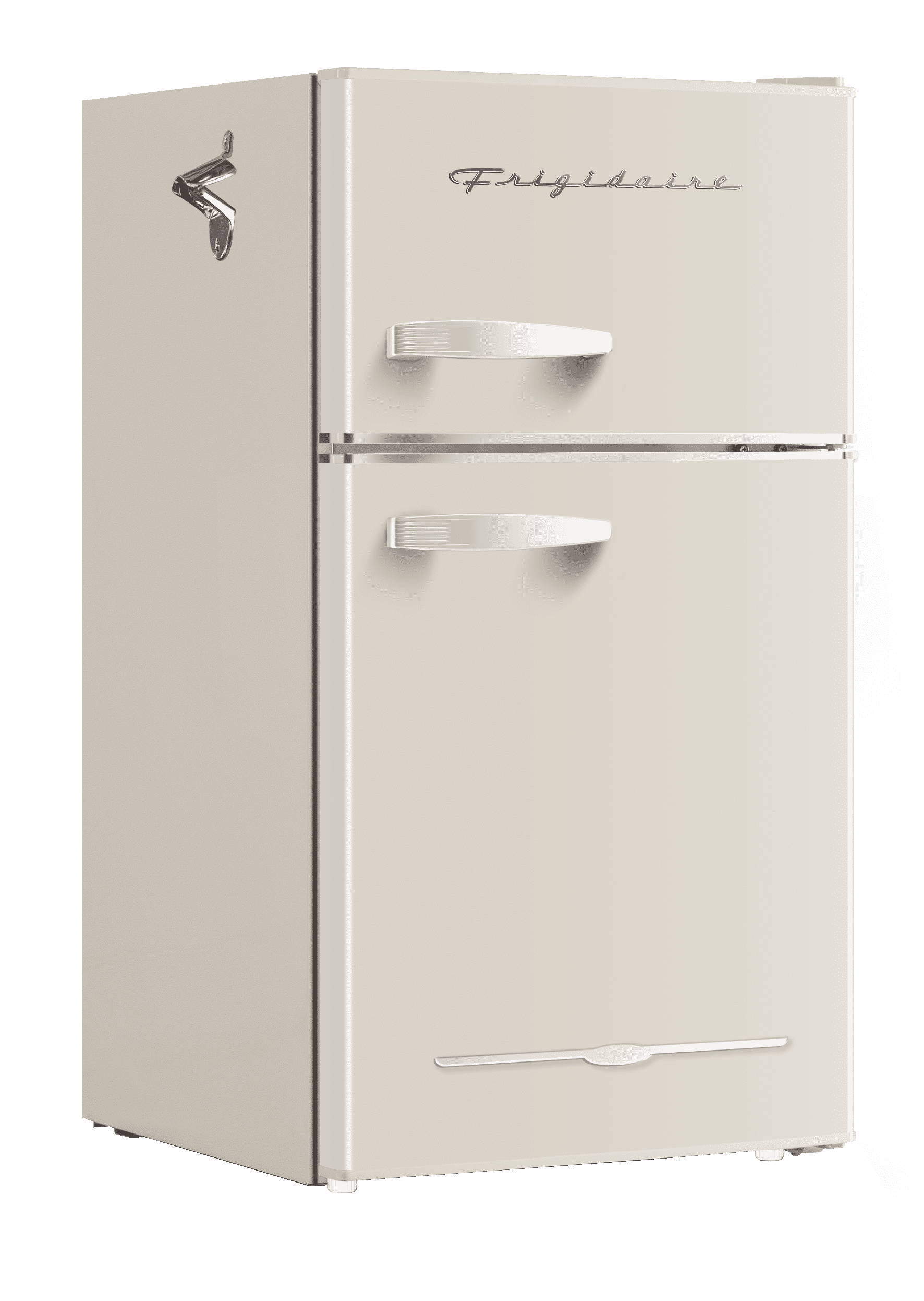 Frigidaire 3.2 cu ft 2 Door Retro Fridge w Side Bottle Opener Cream: Compact Mini Refrigerator, Model EFR840-CREAM