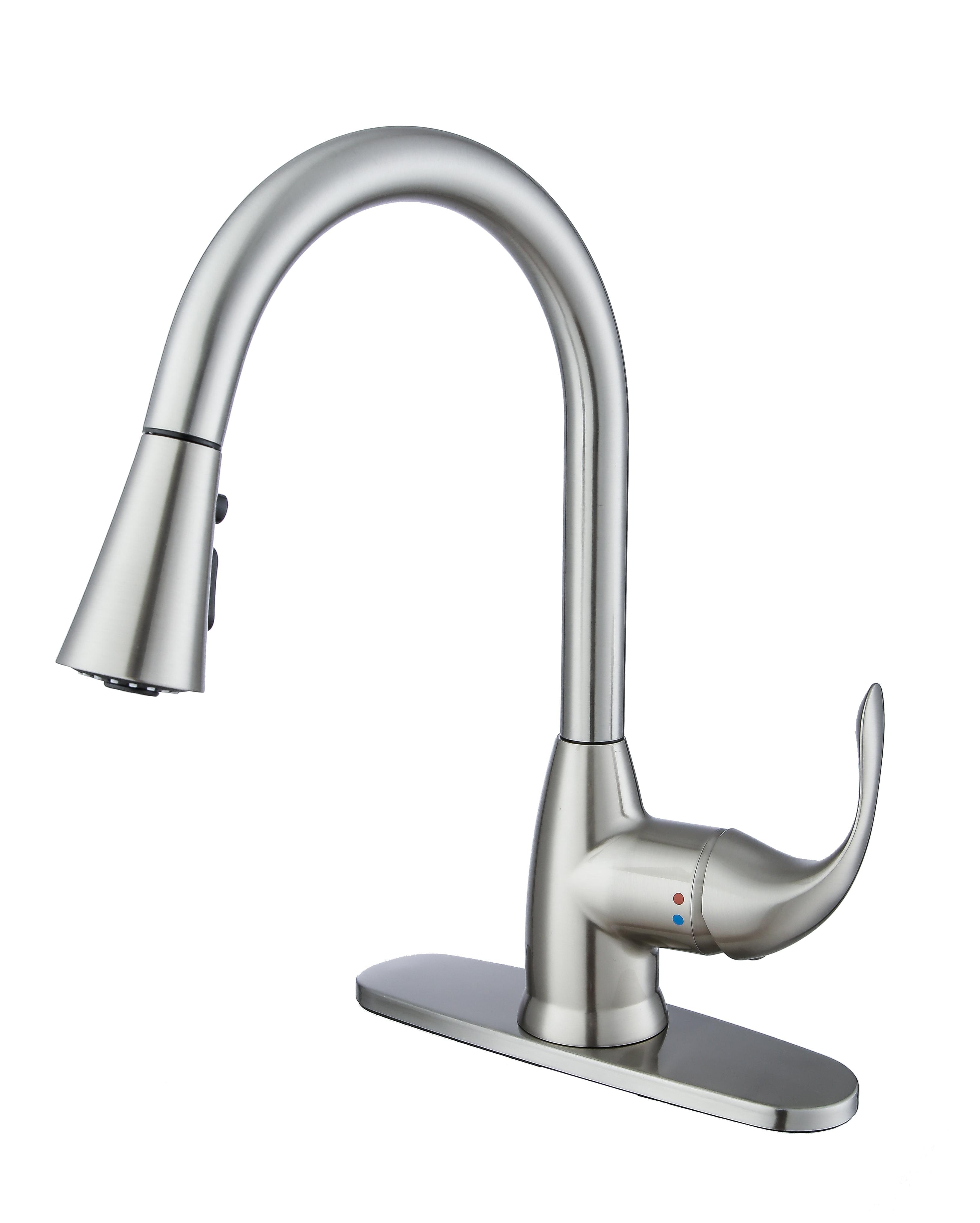 Brushed Nickel Single Handle Kitchen Faucet with Pull Down Sprayer