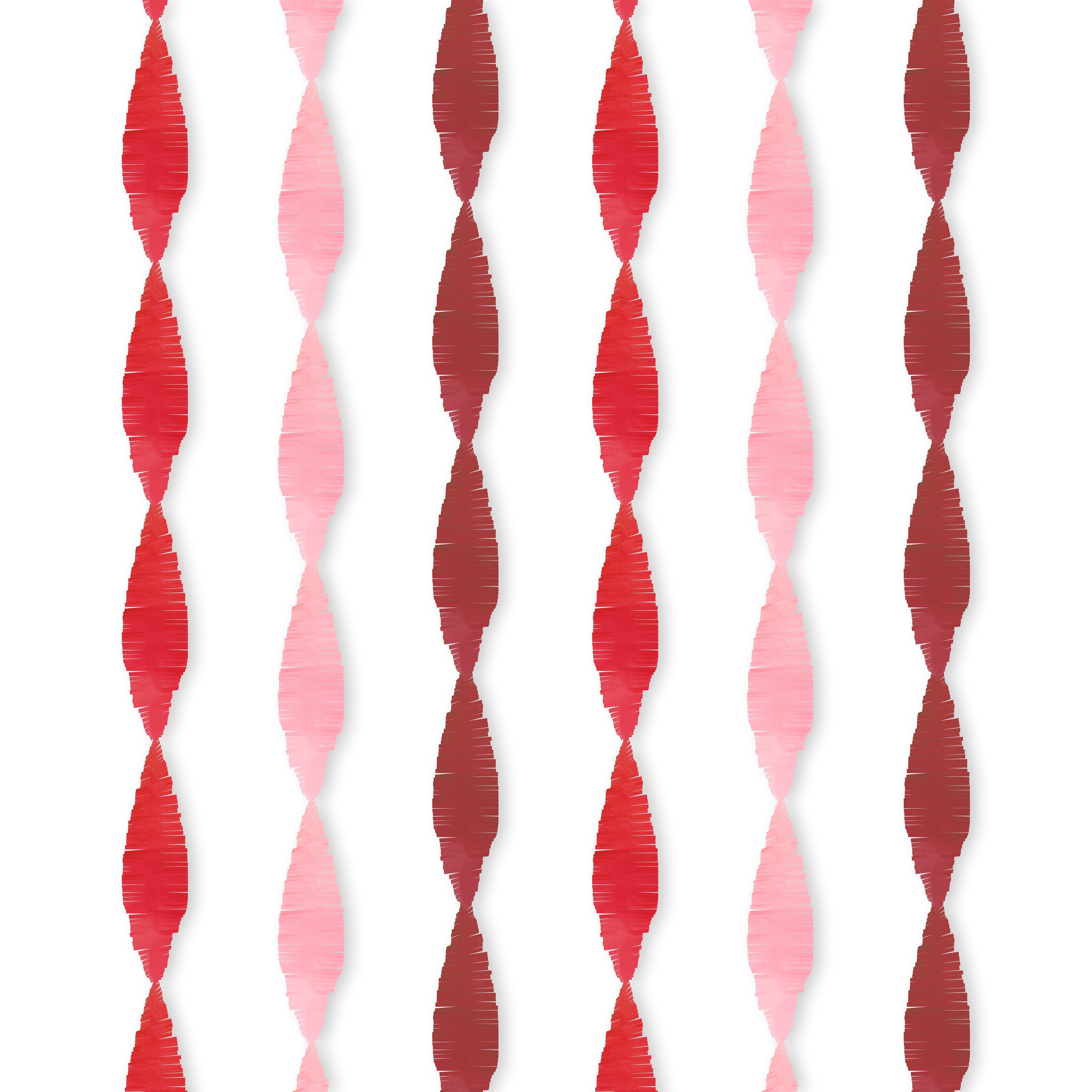 Red and Pink Paper Fringe Streamers, 6ct