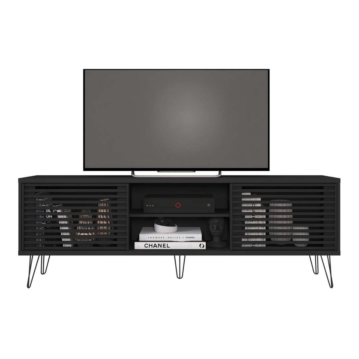 Frizz Mid-Century Modern TV Stand for Up to 70 in. TV, Black