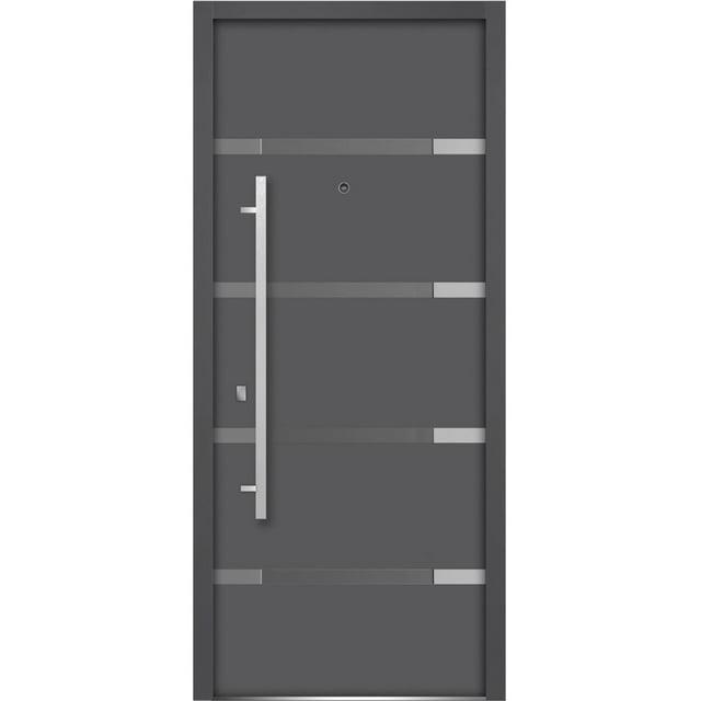 VDomDoors Deux Gray Exterior Metal Prehung Front Entry Doors