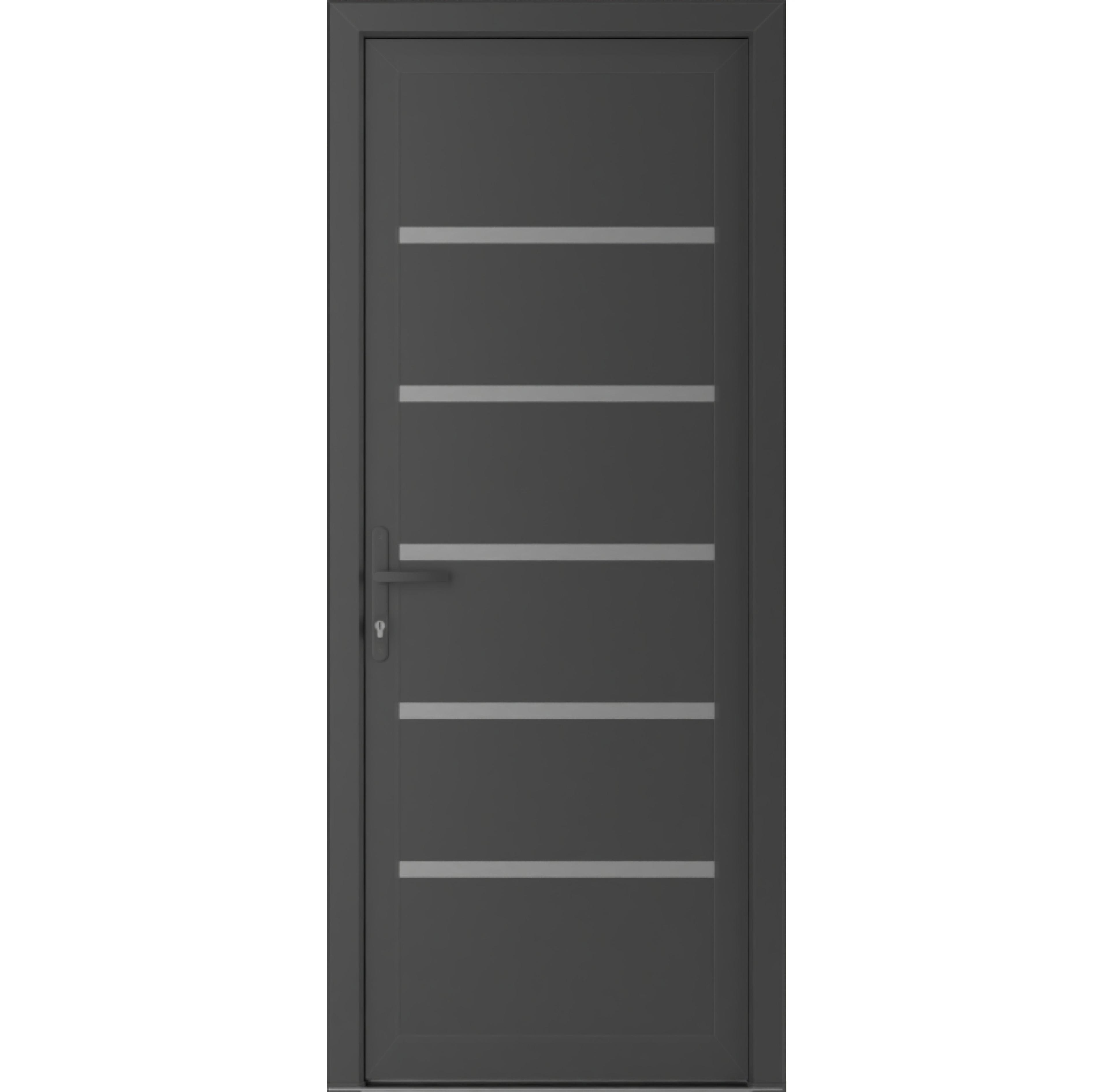 Antracite Grey 30x80 Modern Metal Exterior Door with Sidelites