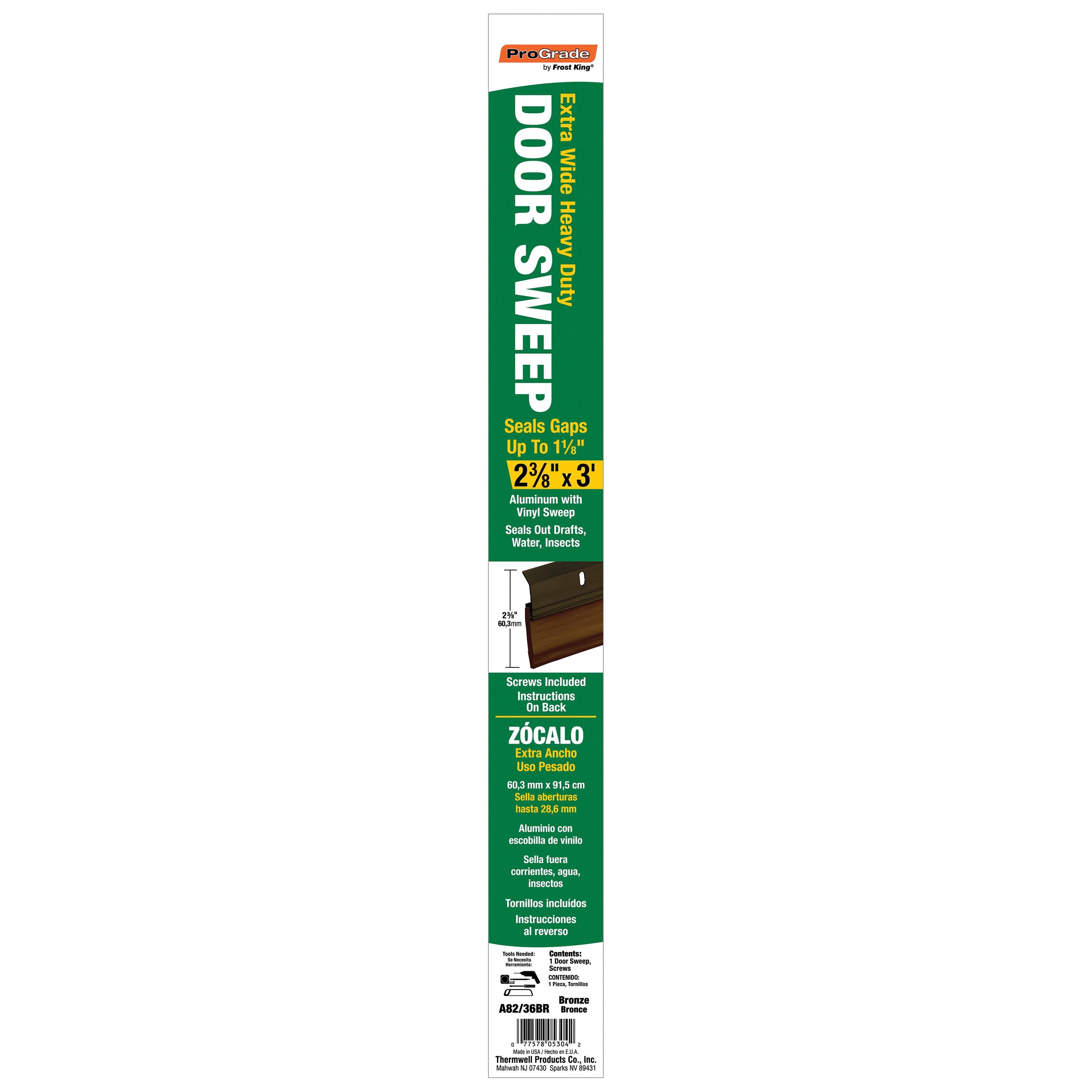 Frost King A82/36BR Extra Wide Heavy Duty Alum/Vinyl Door Sweep, 2-3/8in Wide x 36in Long, Bronze