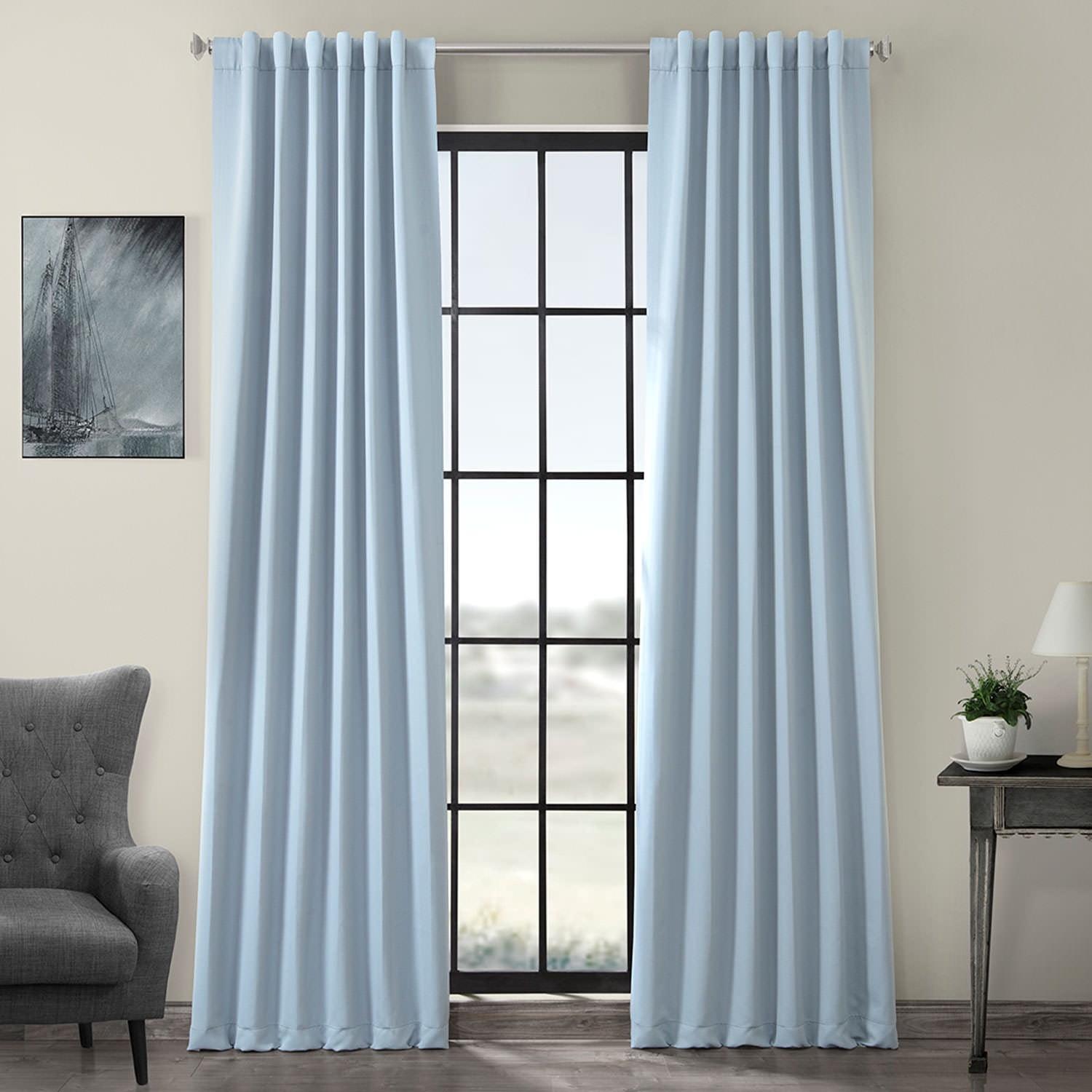 Frosted Blue Blackout Polyester Puddle Length Drape Panel