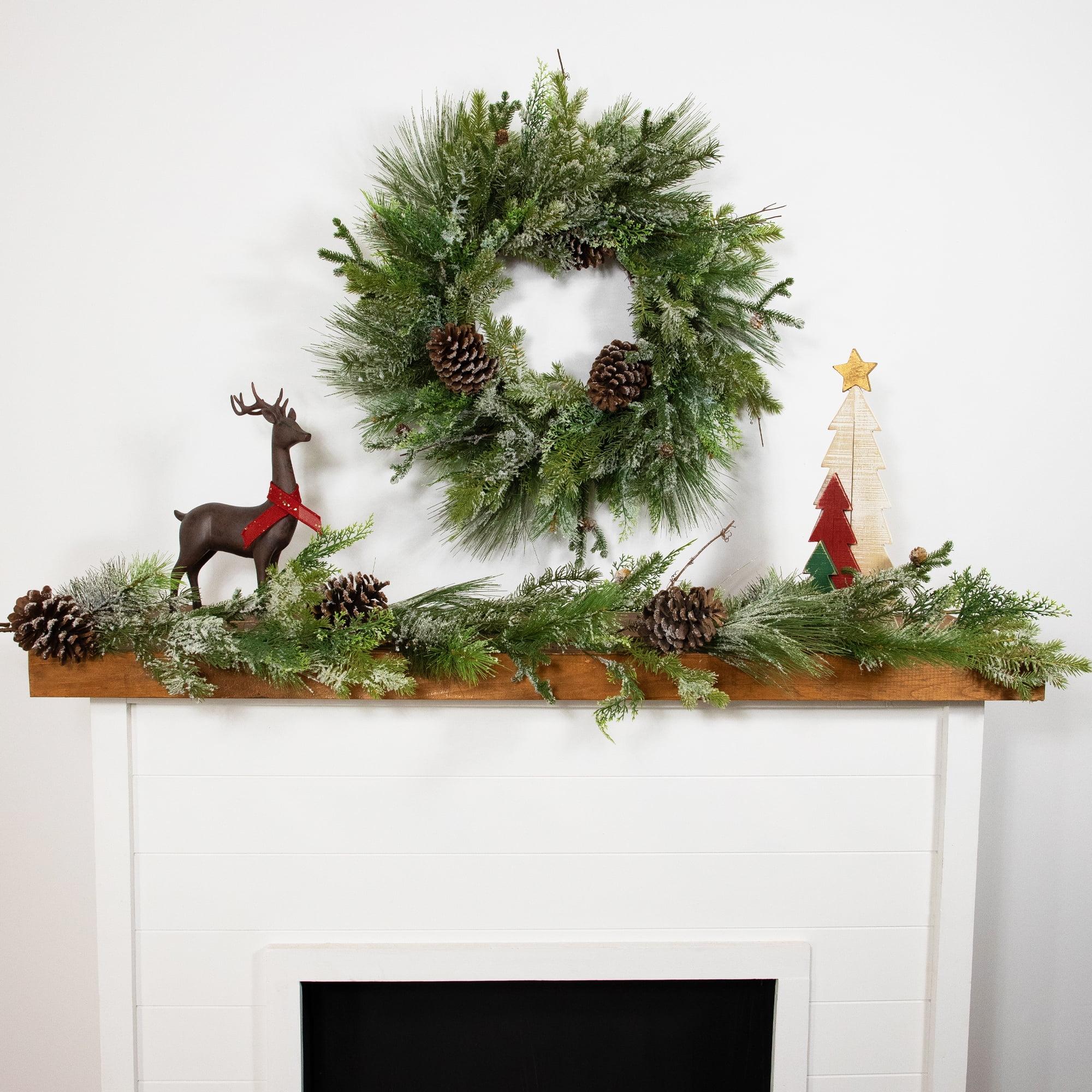 Frosted Pine and Cedar Artificial Christmas Wreath - 28 Inches