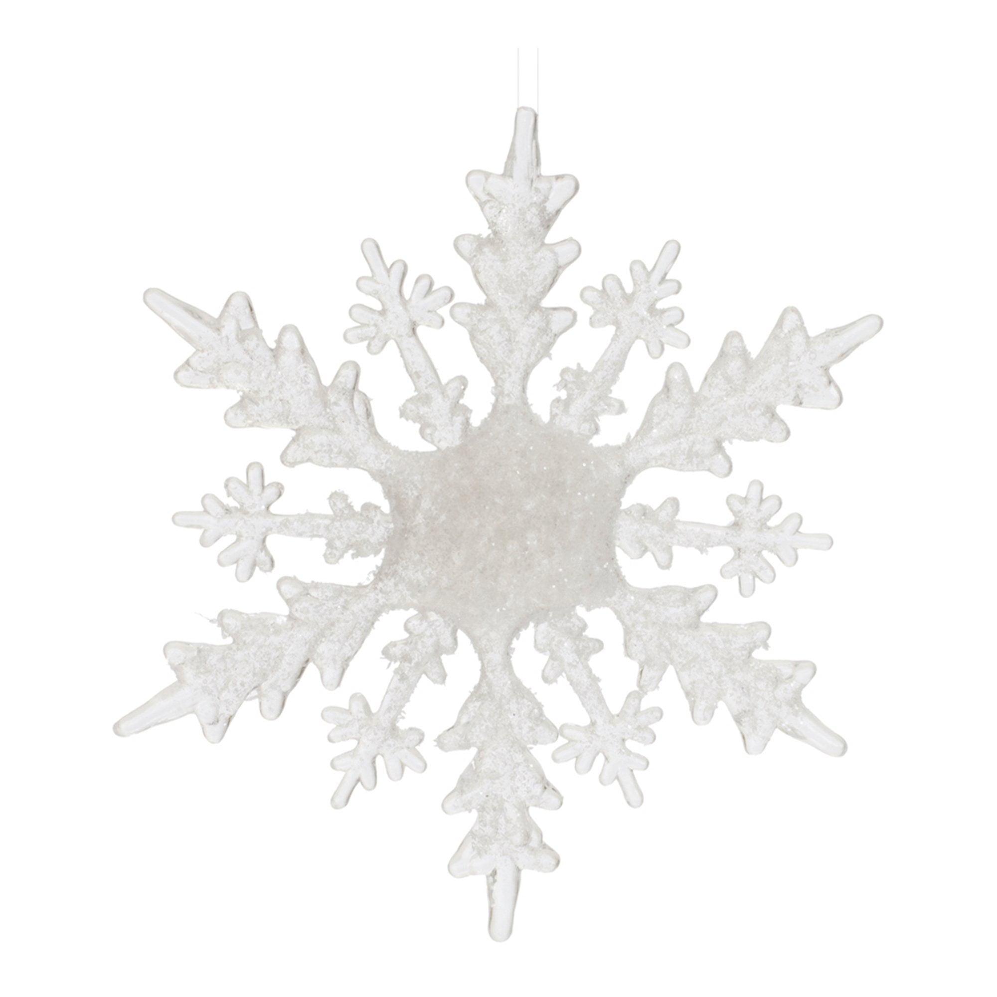 Frosted White Plastic Snowflake Ornament Set of 12