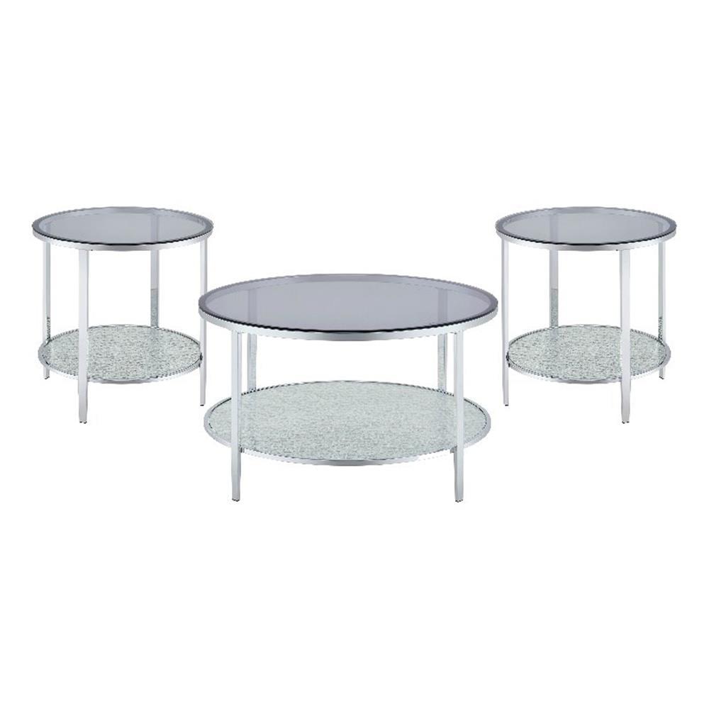 Frostine 3-Piece Chrome and Tempered Glass Occasional Set