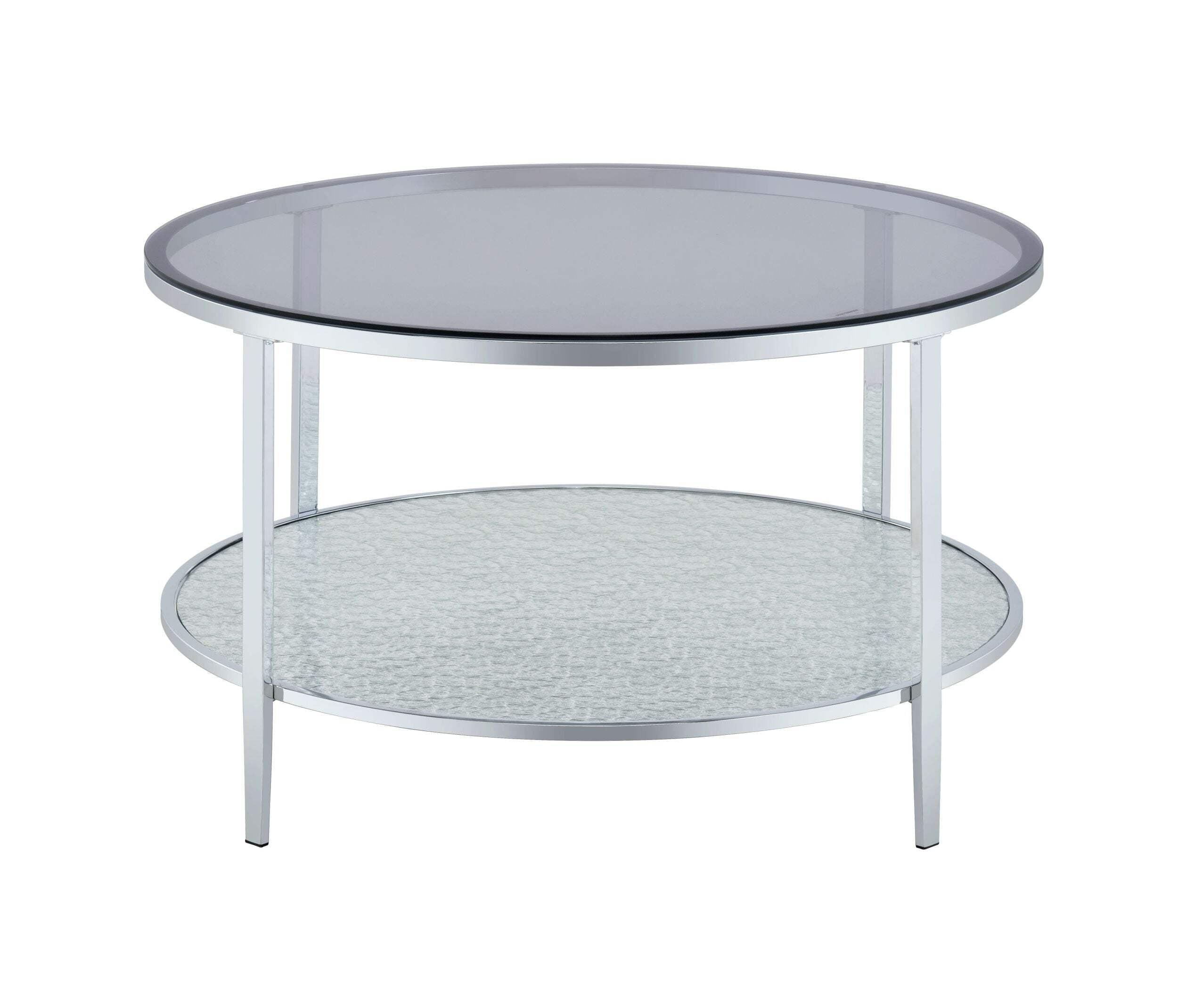 Frio Chrome Round Coffee Table with Glass Shelves