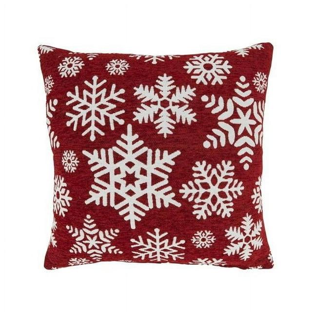 Frosty Opulence Chenille Jacquard Snowflakes Poly Filled Throw Pillow