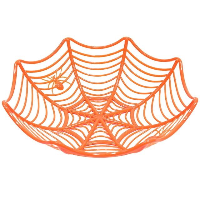 jicheng Candy Bowl Entrance Living Room Parties Supplies Halloween Web Basket orange