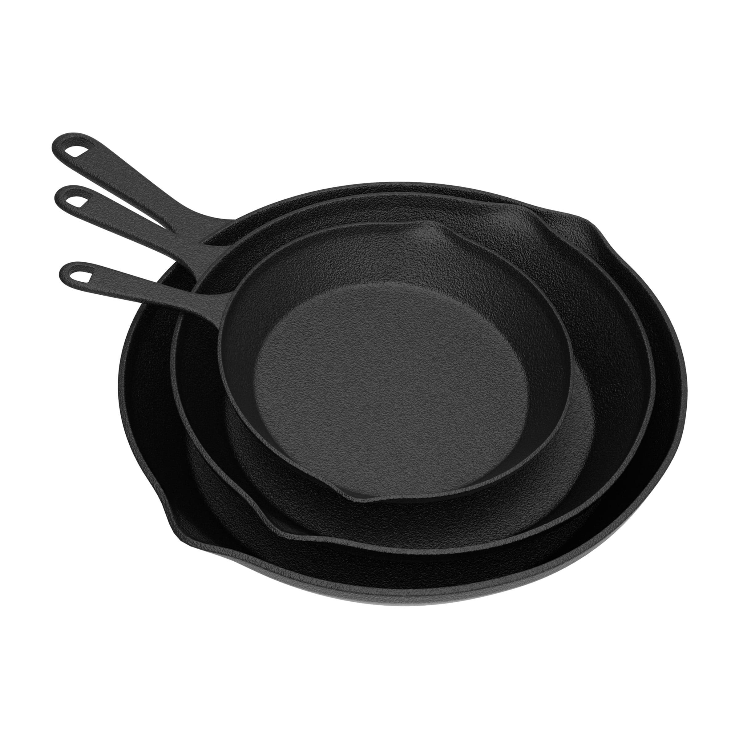 Pre-Seasoned Black Cast Iron Skillet Set, 3-Piece