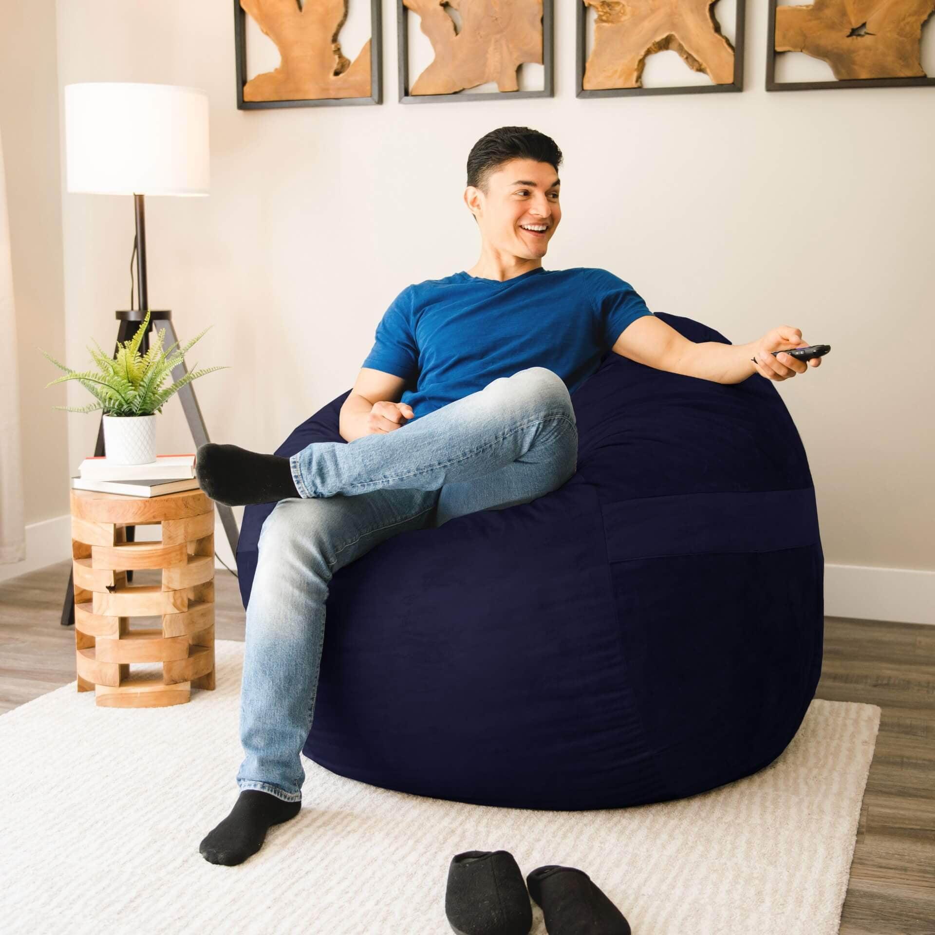 Big Joe Large 4 Foot Foam Filled Bean Bag Chair with Soft Removeable Cover