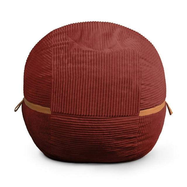 Big Joe Foam Filled Bean Bag Chair with Removable Cover, Corded Plush, Vegan Leather Accents, Medium to XXL Size