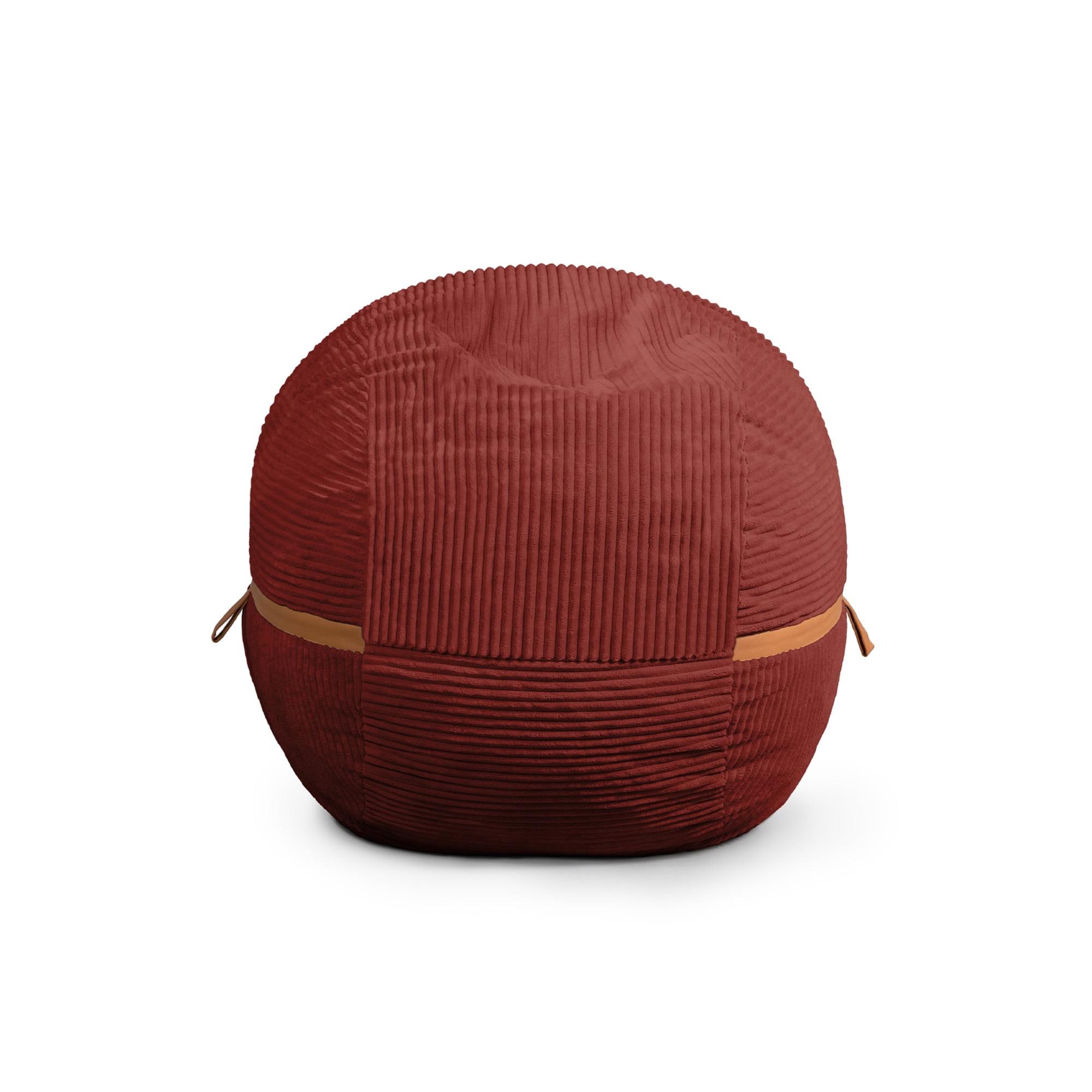 Big Joe Foam Filled Bean Bag Chair with Removable Cover, Corded Plush, Vegan Leather Accents, Medium to XXL Size