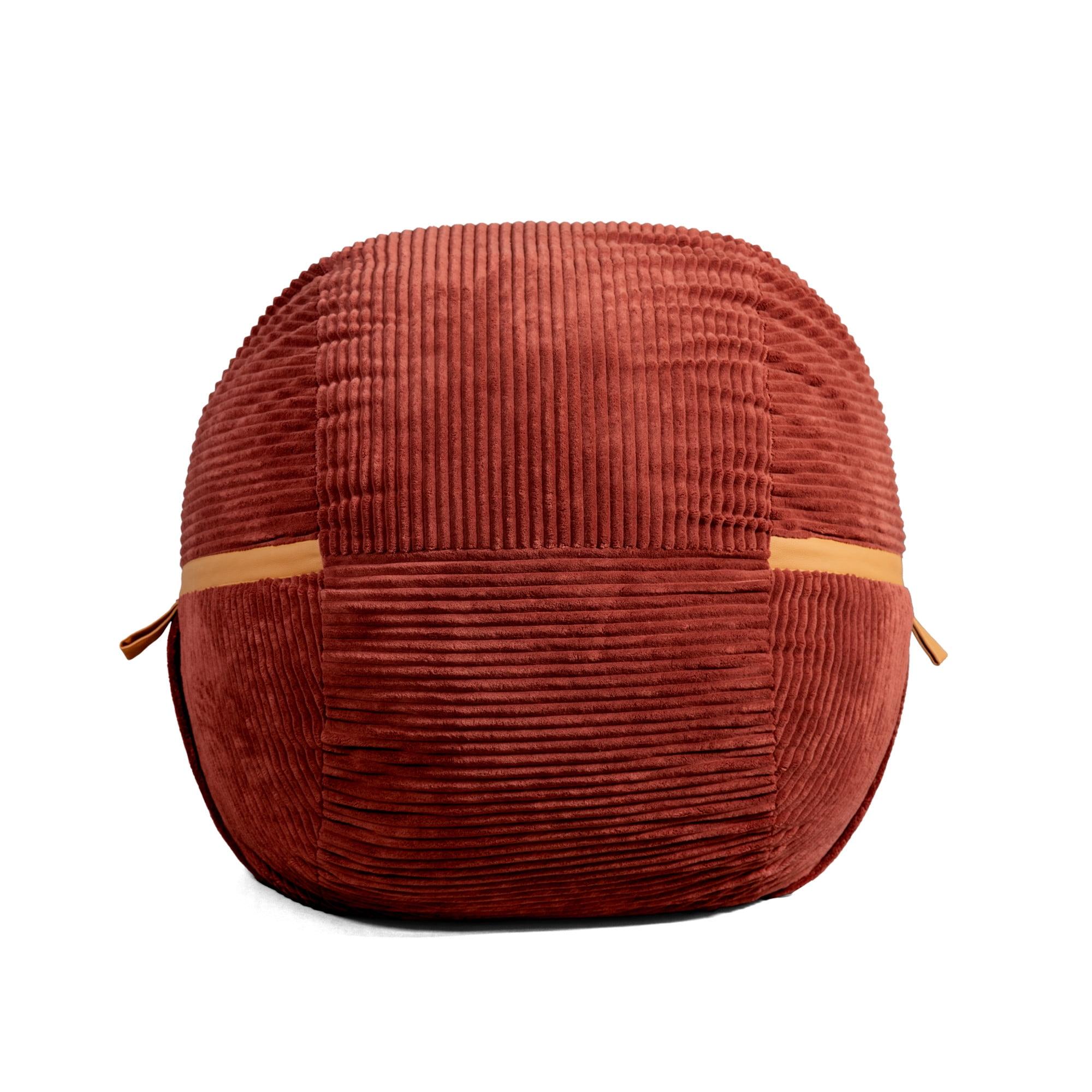 Big Joe Foam Filled Bean Bag Chair with Removable Cover, Corded Plush, Vegan Leather Accents, Medium to XXL Size