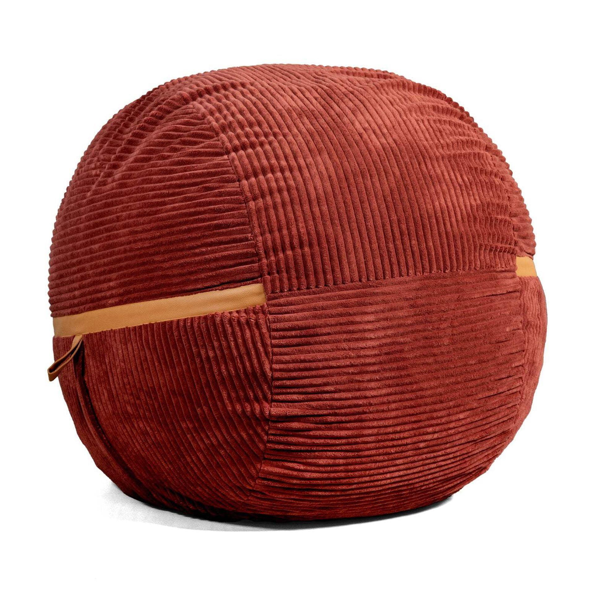 Big Joe Foam Filled Bean Bag Chair with Removable Cover, Corded Plush, Vegan Leather Accents, Medium to XXL Size