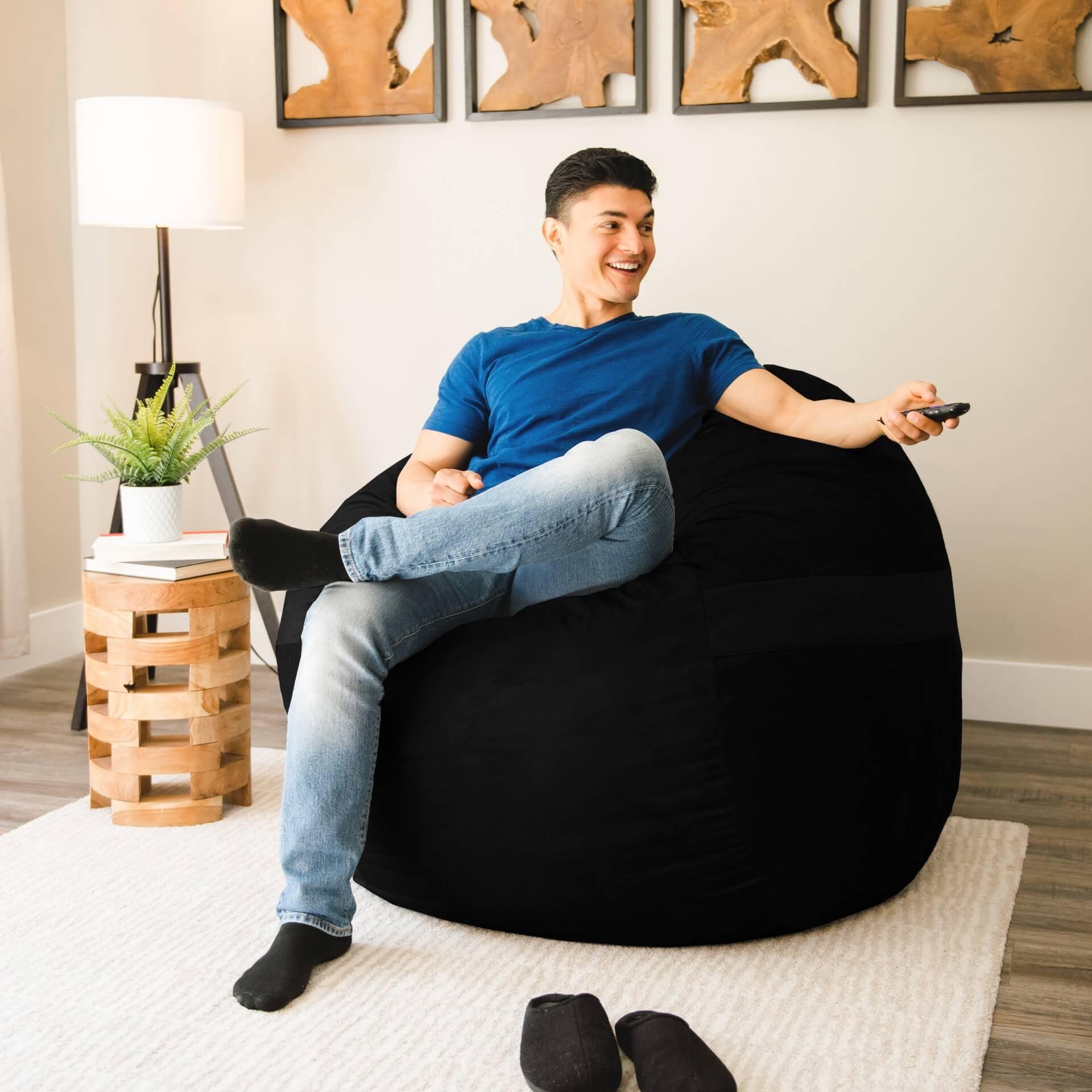 Big Joe Large 4 Foot Foam Filled Bean Bag Chair with Soft Removeable Cover