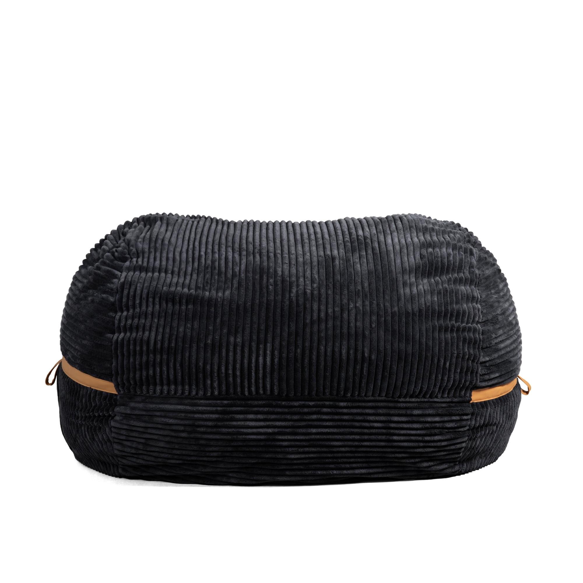 Big Joe Foam Filled Bean Bag Chair with Removable Cover, Corded Plush, Vegan Leather Accents, Medium to XXL Size