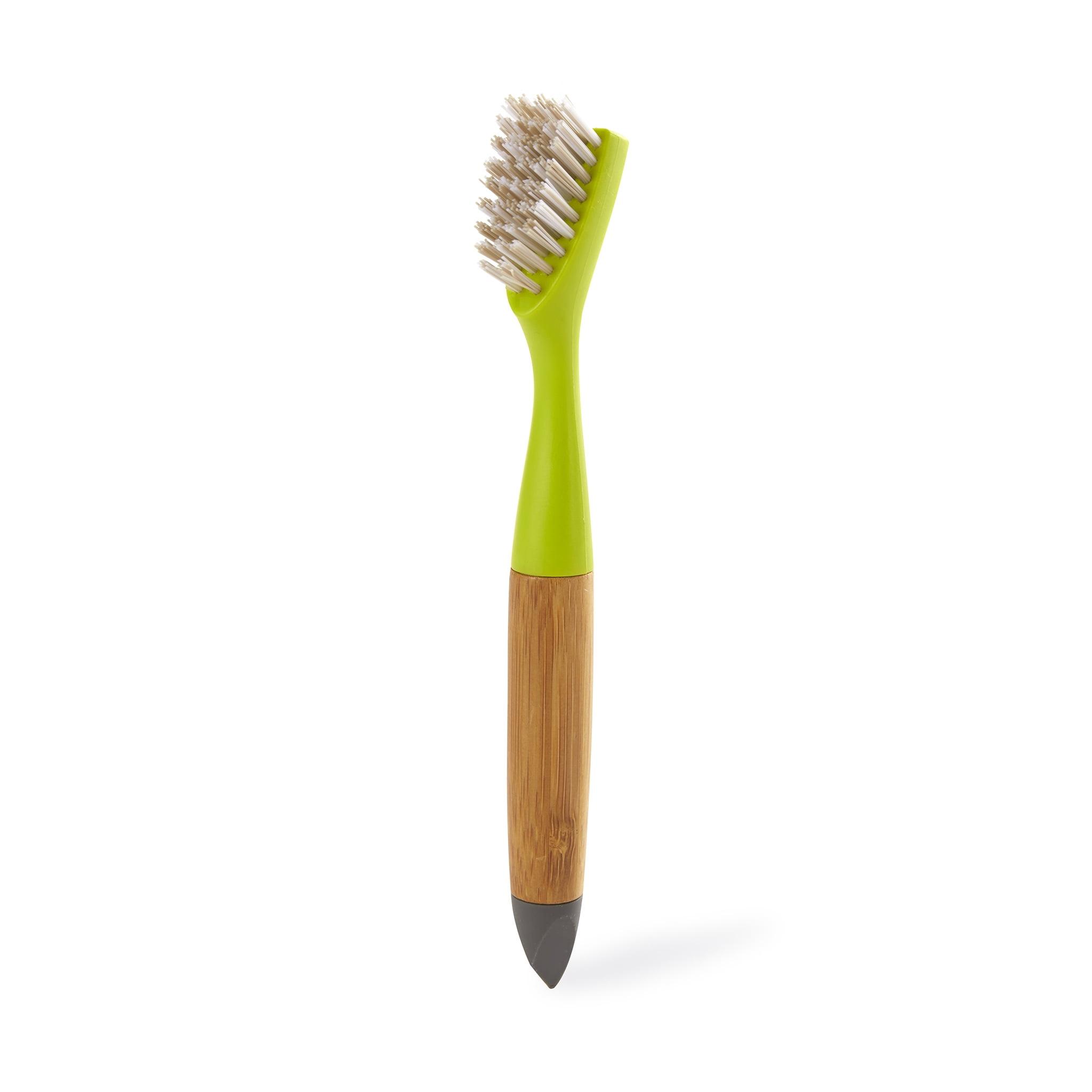 Full Circle Micro Manager Bamboo & Recycled Plastic Detail Cleaning Scrub Brush - With Flexible Tip - Green