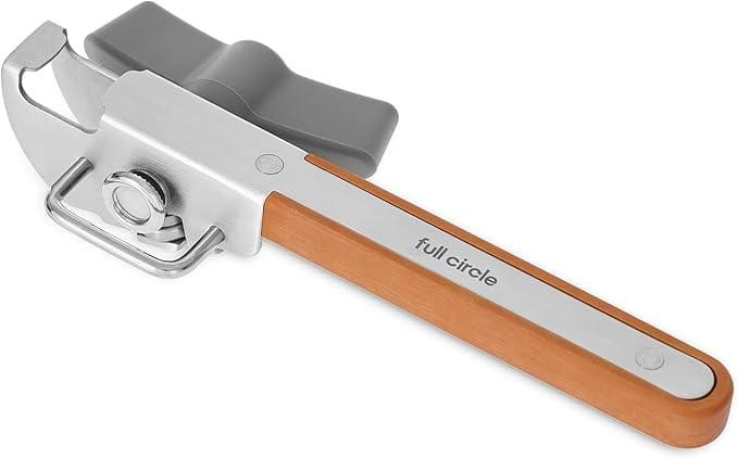 Full Circle Smooth Edge Stainless Steel and Wood Can Opener