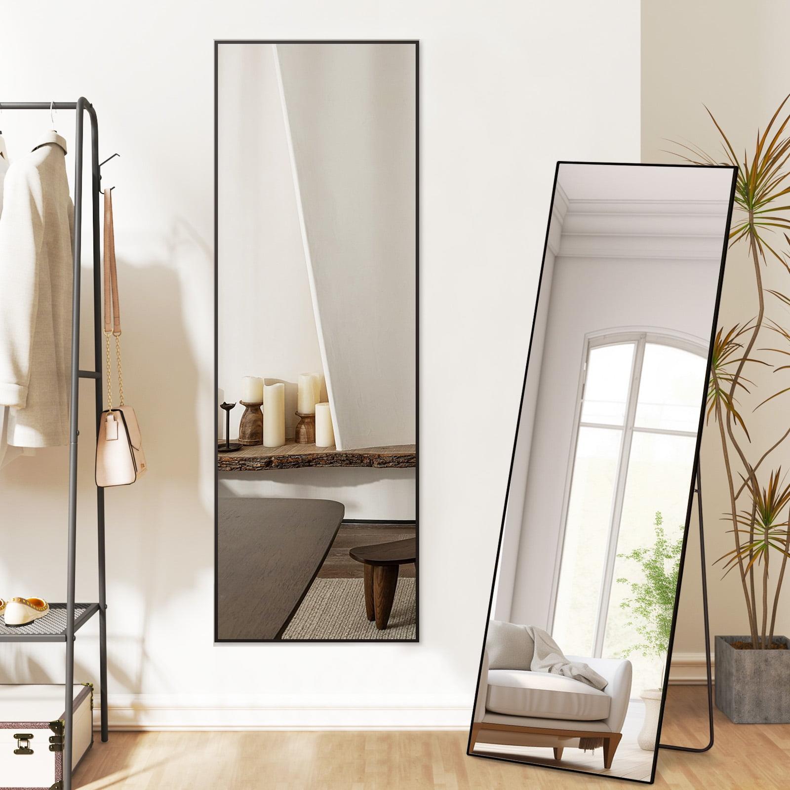 SIMENMAX Full Length Mirror, 21"x64" Nano Glass Floor Mirror, Standing Rectangle Floor Mirrors Body Dressing Wall-Mounted Mirror for Living Room, Bedroom,Black