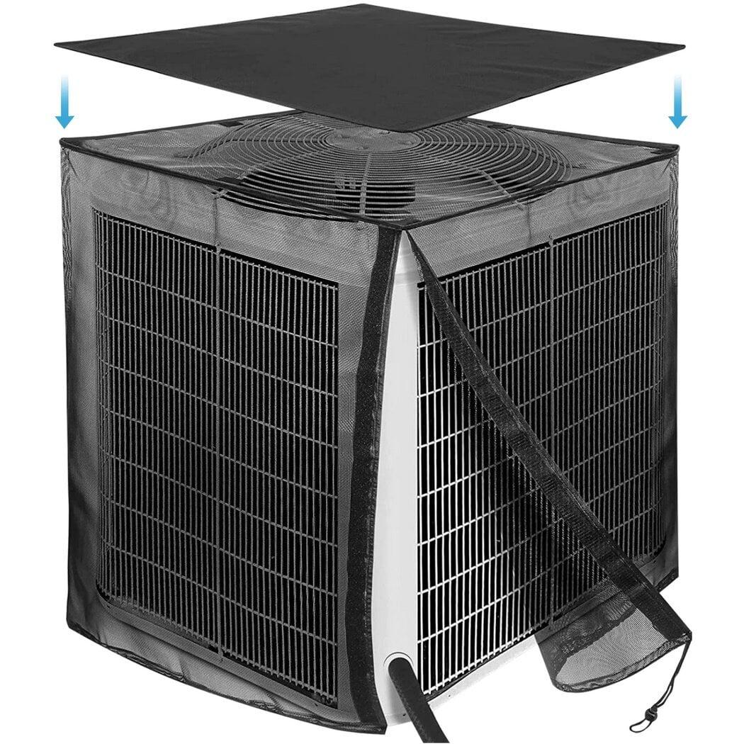 Txbizzer Full Mesh Air Conditioner Cover With Detachable Waterproof Top, 28 x 28 x 32 inch Outside Central AC Unit Protector Against Leaves, Weeds, Cottonwood and Debris