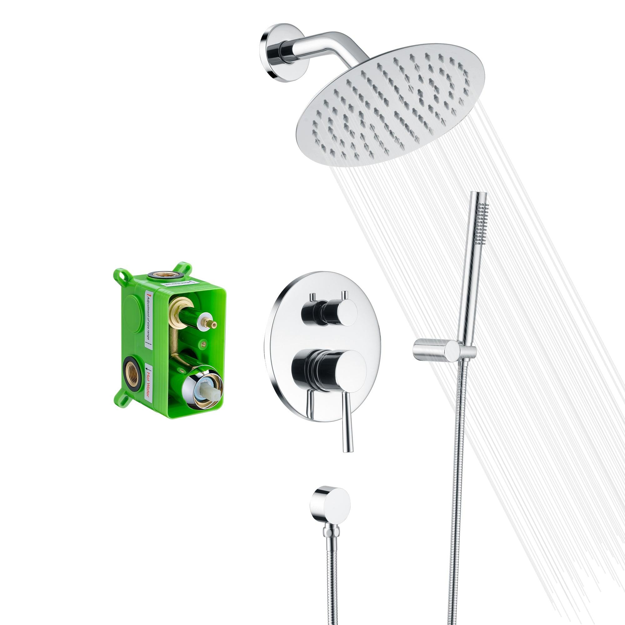 Chrome Wall Mounted Rain Shower System with Handheld Sprayer