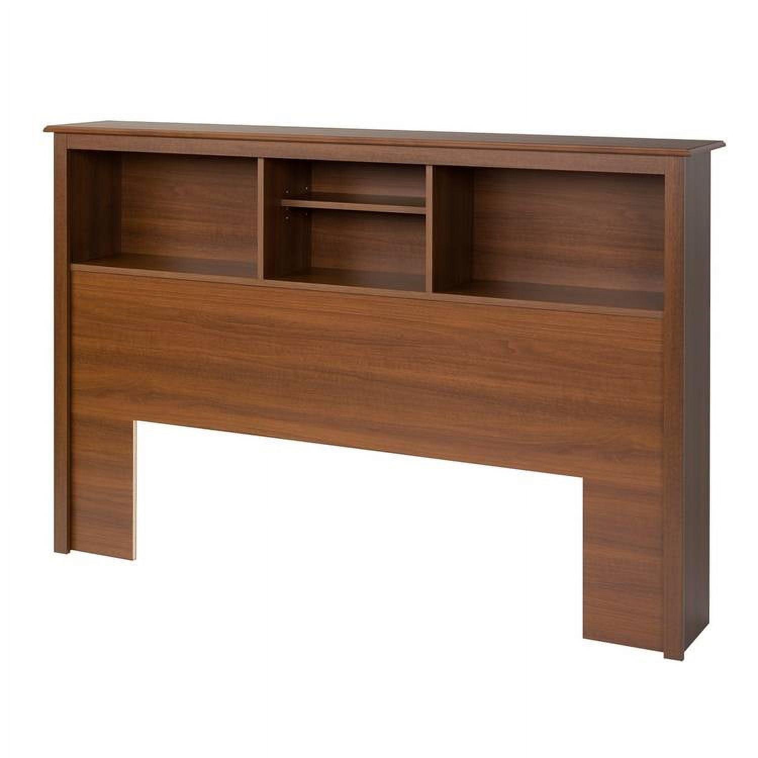 Full/Queen Cherry Wood Bookcase Headboard with Storage
