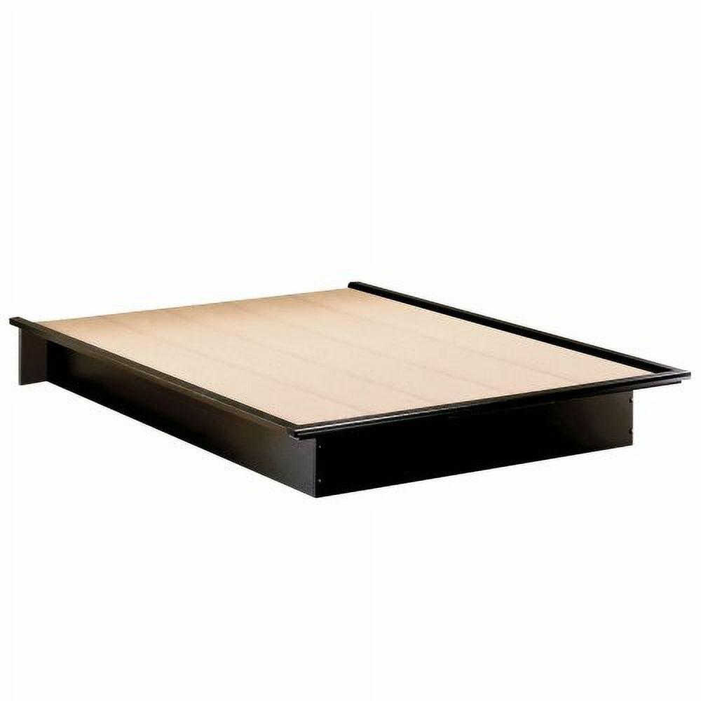 Contemporary Pure Black Full Platform Bed with Discreet Storage