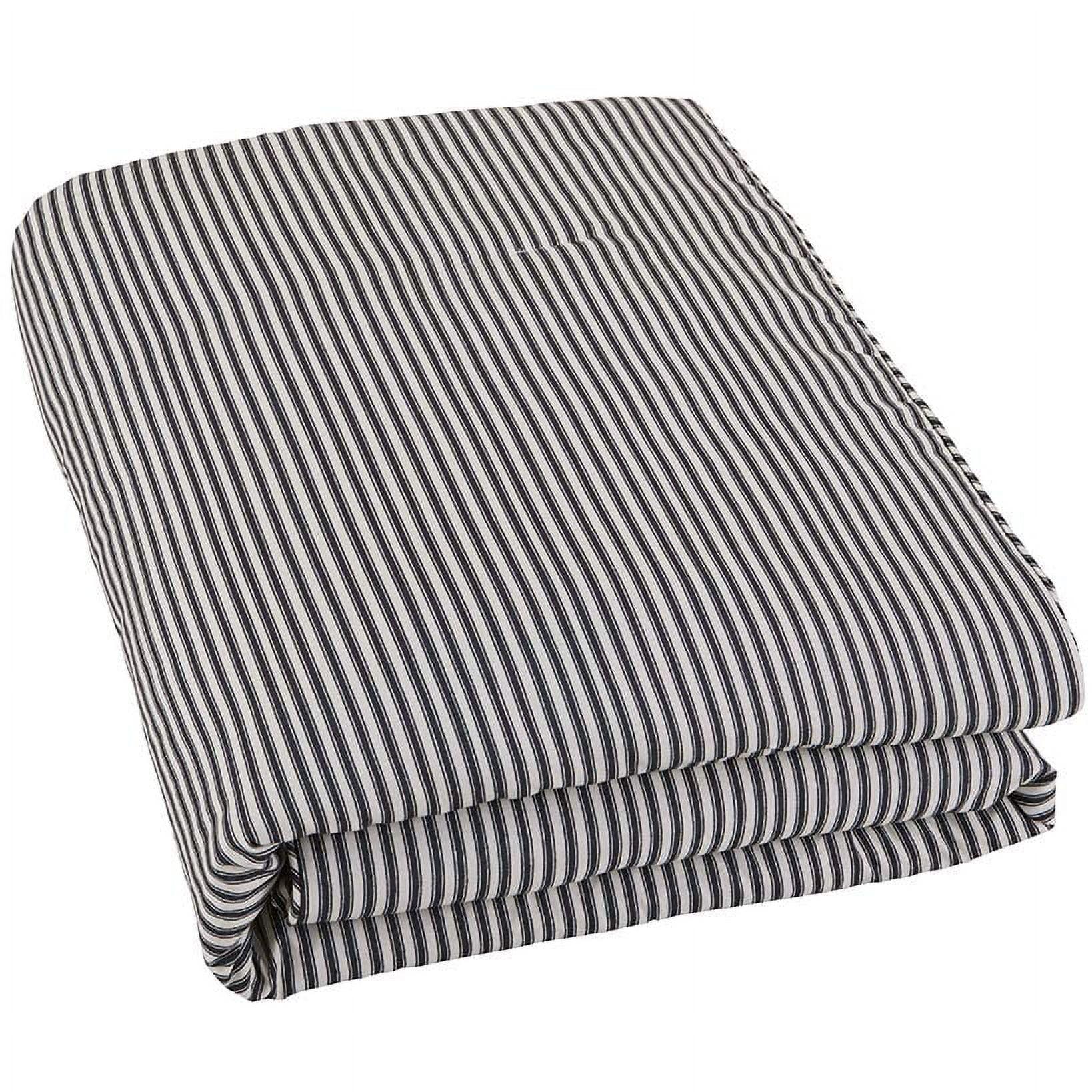 Full Black and White Striped Polyester Bedspread