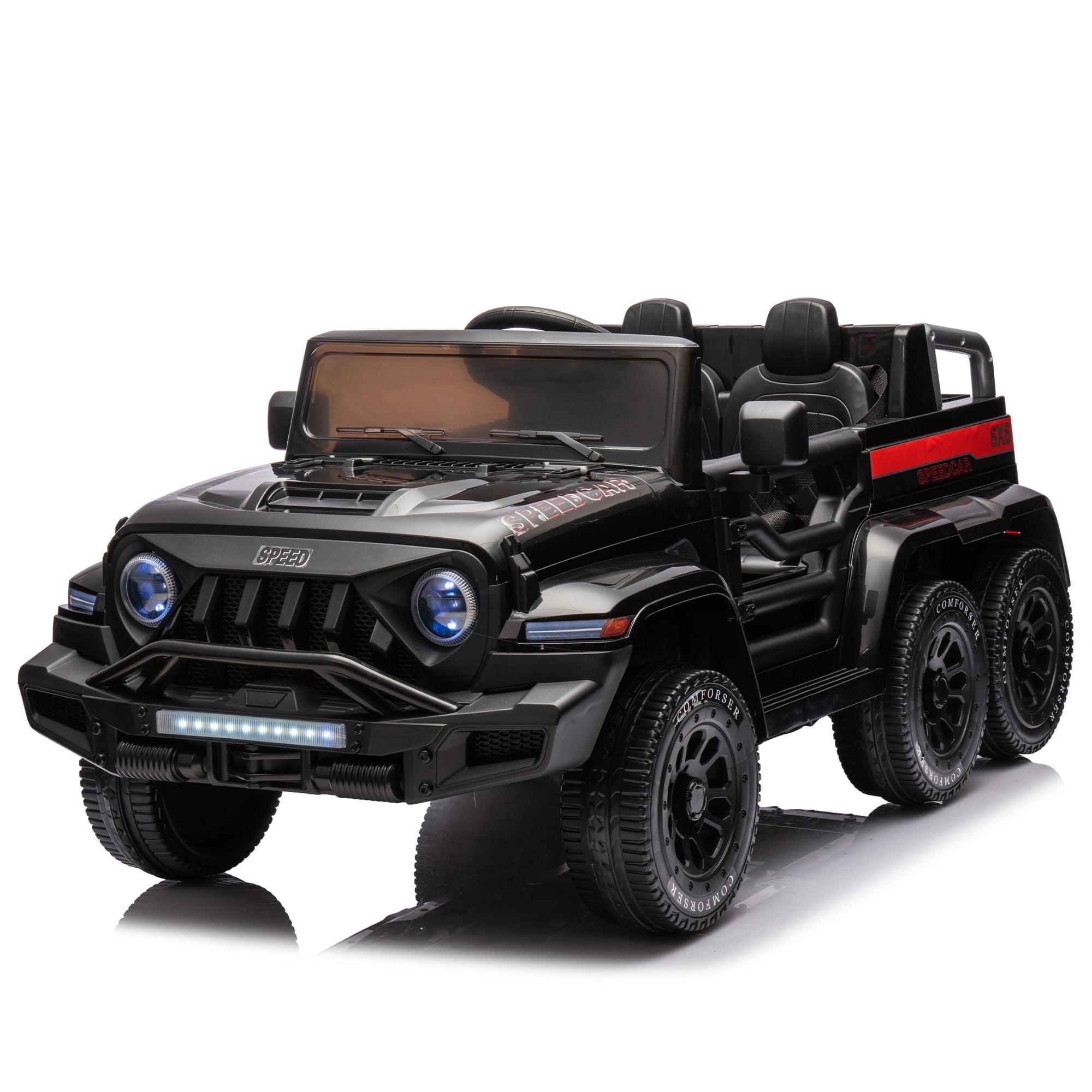 Camión para Niños de 24 V, Auto de Juguete para Montar en 4 Wd con Ruedas de Neumáticos Resistentes Al Desgaste, Auto Eléctrico para Montar Todoterreno con Control Remoto, Faros LED, Velocidad de hasta 5 mph (Negro)