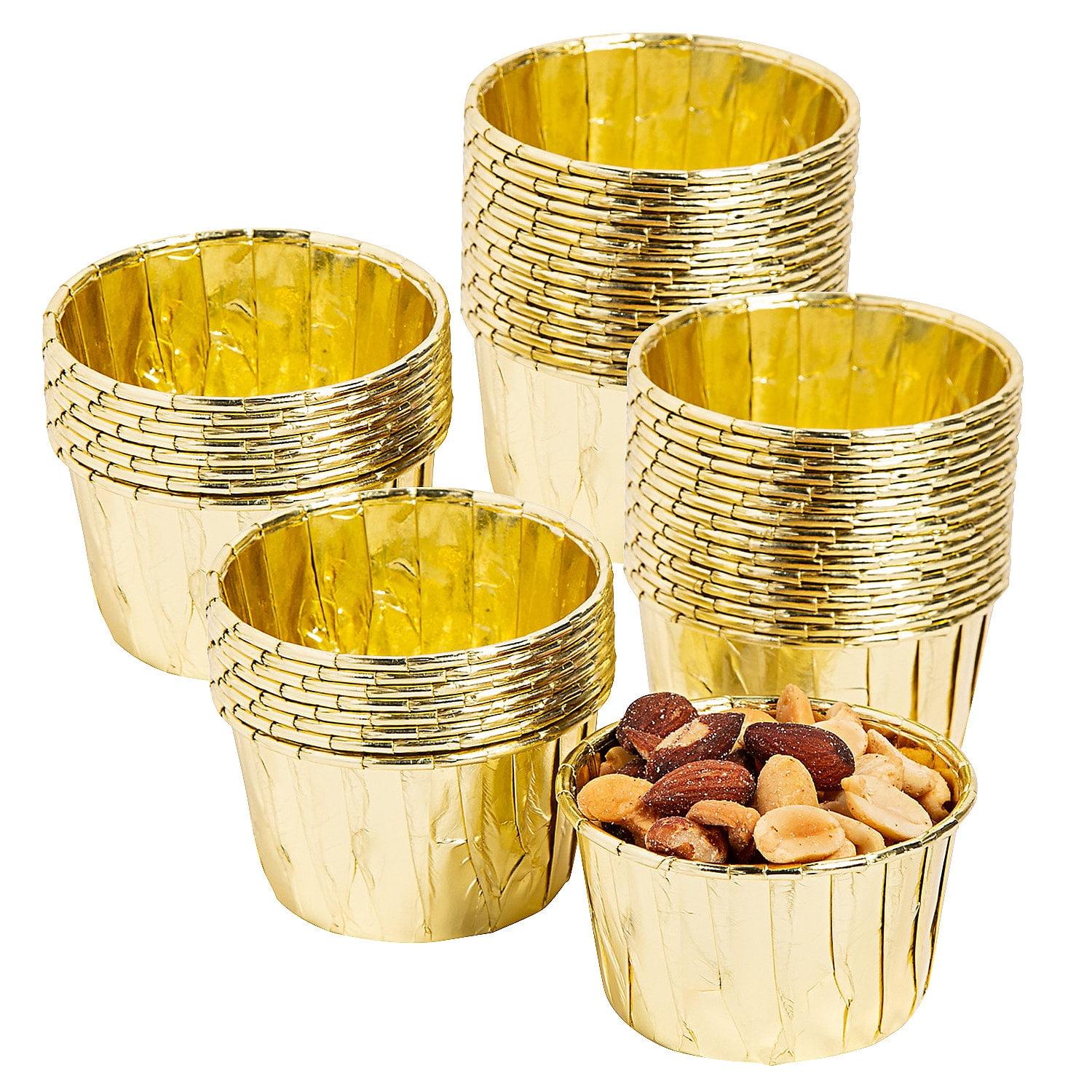 Fun Express 1" x 2 3/4" Bulk 100 Pieces Gold Foil Disposable Treat Cups