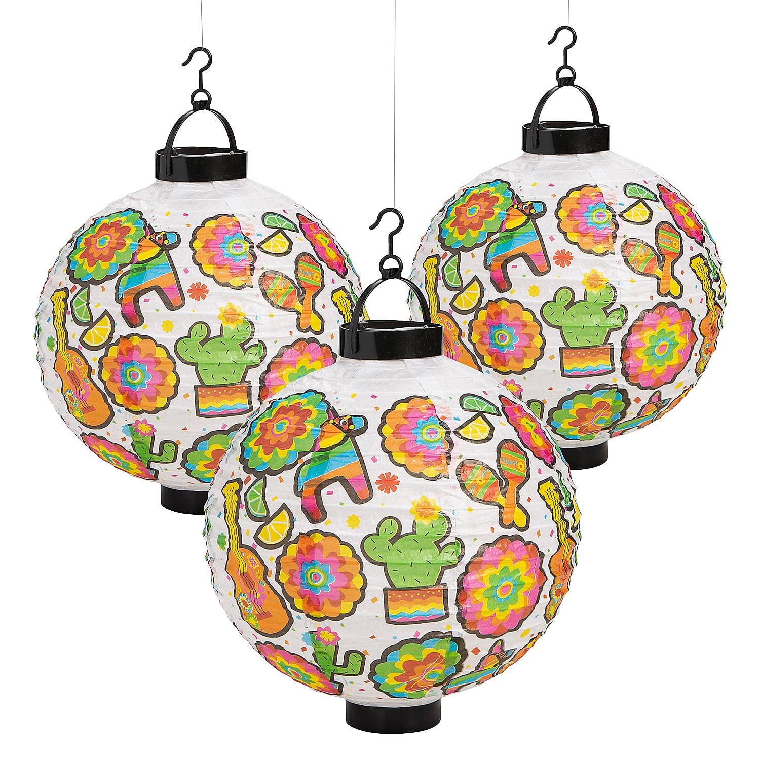 Fun Express 10" Fiesta Light-Up Hanging Paper Lanterns - 3 Pc.