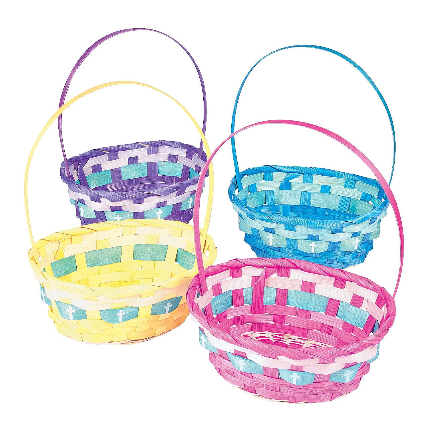 Colorful Ombre Bamboo Easter Baskets with Crosses