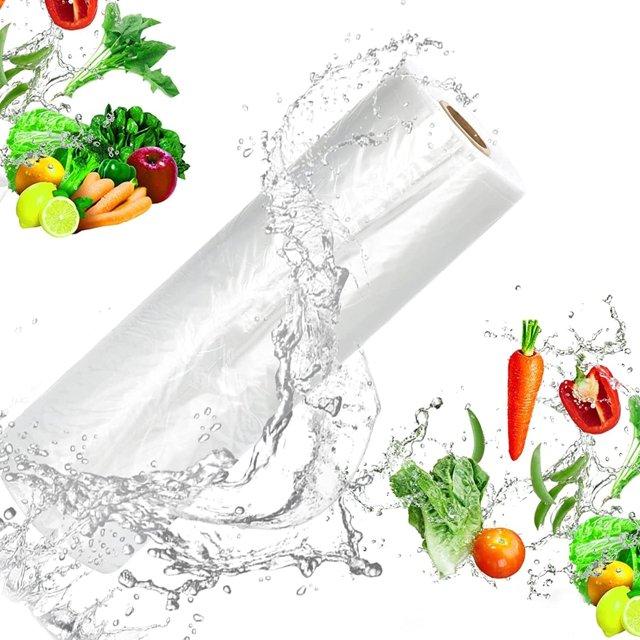 FungLam 12" X 16" Plastic Produce Clear Bag on Roll, Disposable Clear Food Storage Bags for Bread Fruits Vegetable, 350 Bags/Roll (1 Roll)