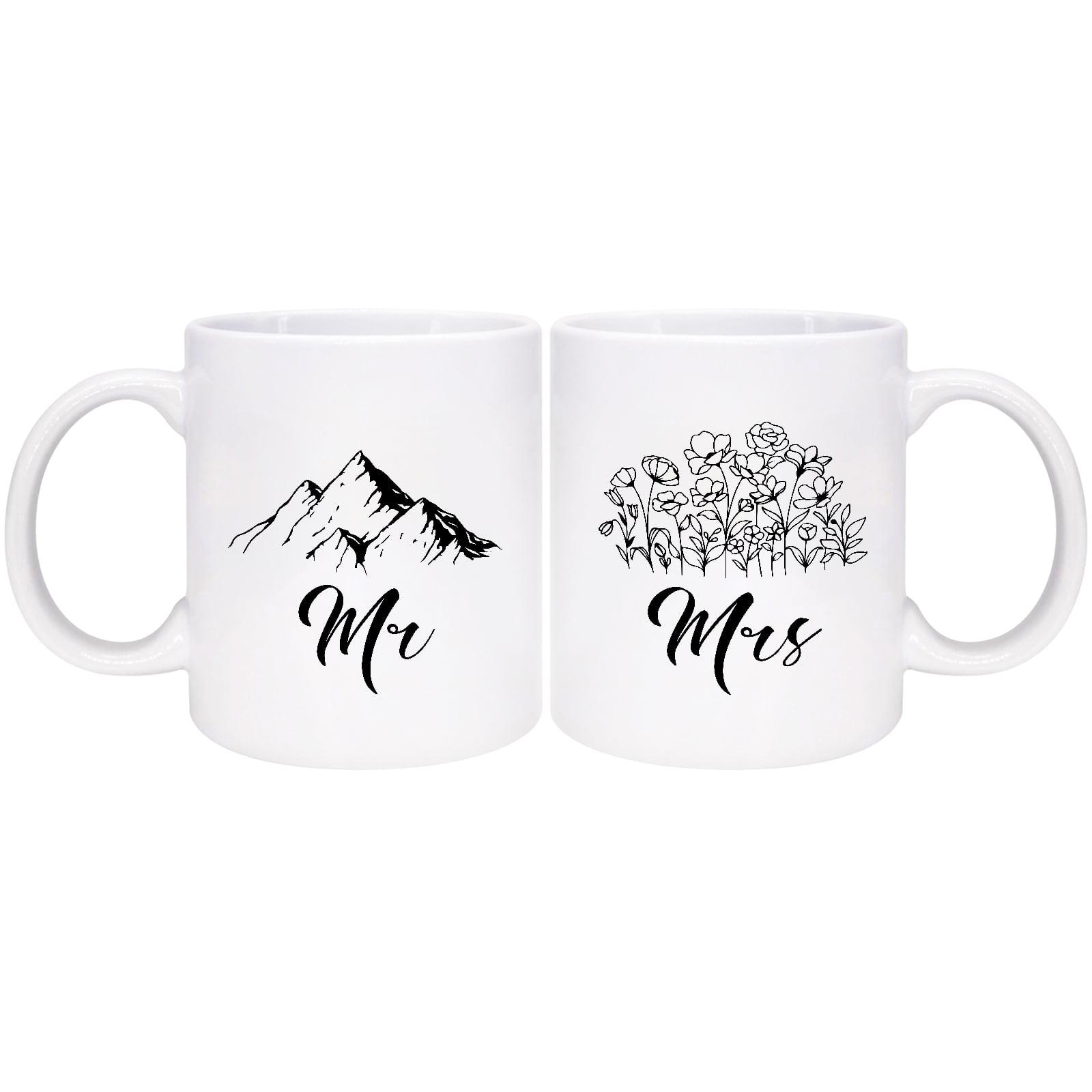 TraQunn Mr and Mrs Coffee Mugs Set Mr and Mrs Gifts Wedding Gifts for Couple Married Couple Gifts Bridal Shower Engaged Couples Engagement Wedding Anniversary Matching Mugs 11 Ounce