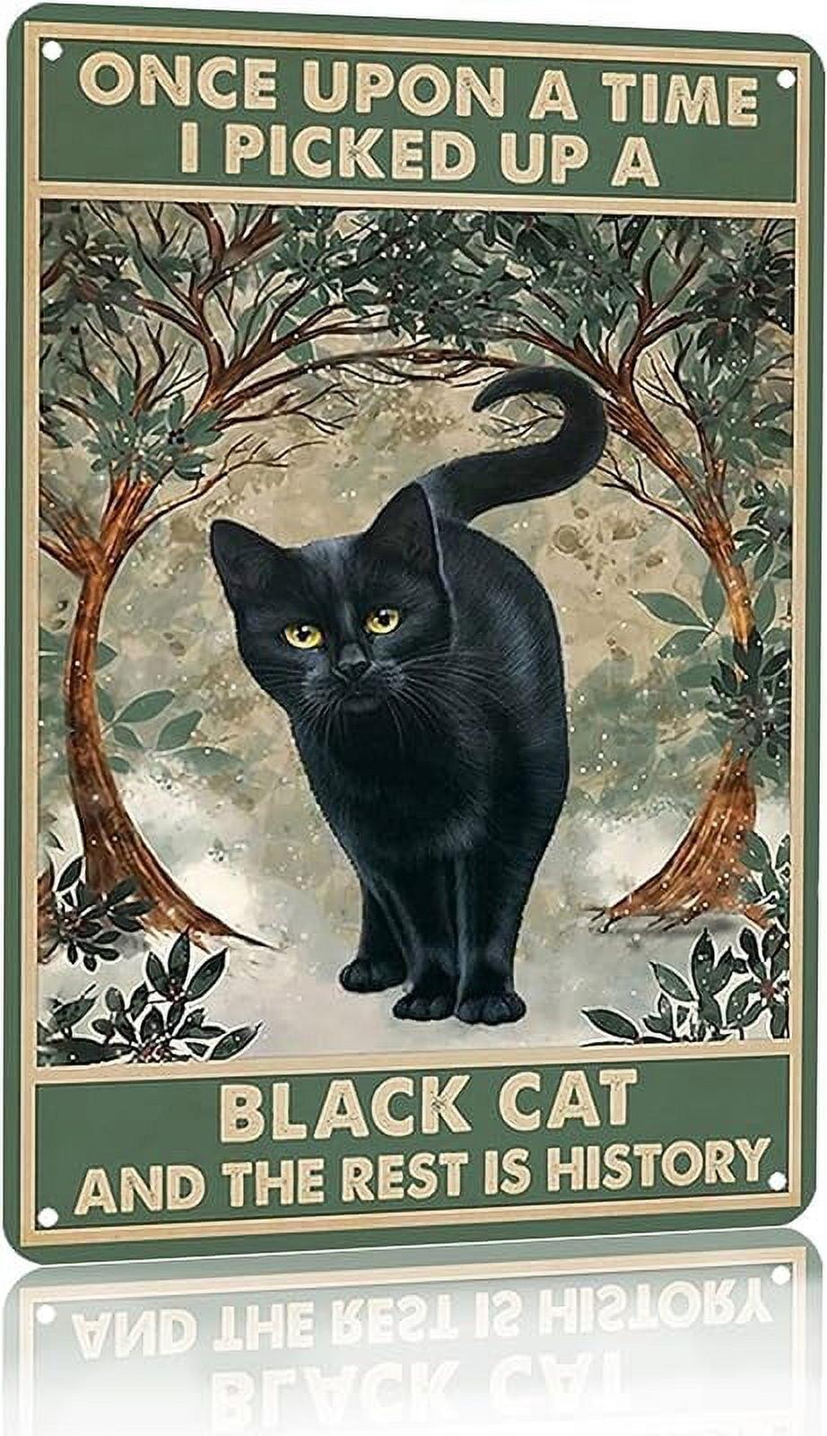 Once Upon A Time Black Cat Metal Wall Art Sign