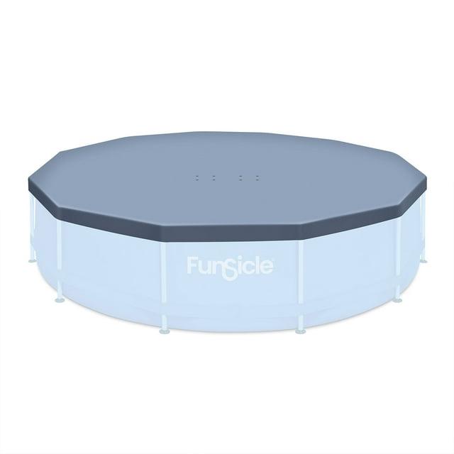 Funsicle 12ft Round Frame Seasonal Debris Above Ground Swimming Pool Cover with Drain Holes and Adjustable String Lock, Accessory Only, Gray