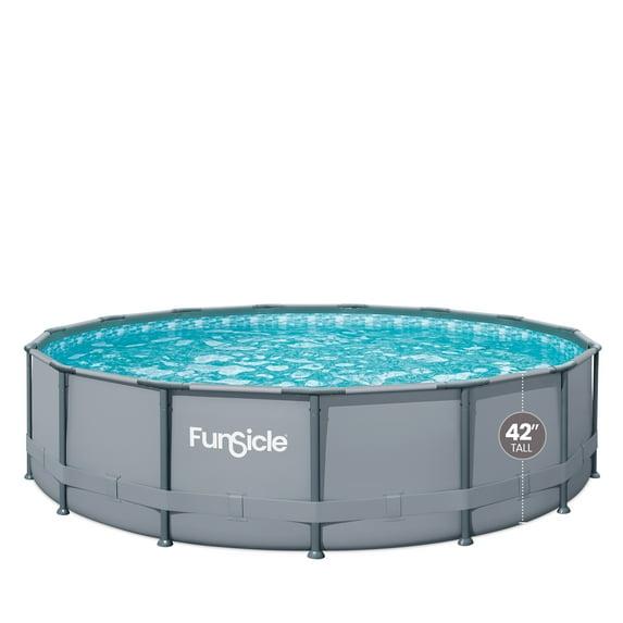 Funsicle 15ft Oasis Round Above Ground Metal Frame Swimming Pool, Includes SkimmerPlus Pump, Age 6 & up Including Pool Games
