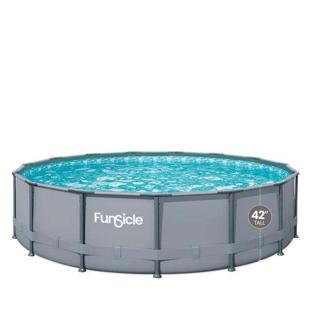 Funsicle 15ft Oasis Round Above Ground Metal Frame Swimming Pool, Includes SkimmerPlus Pump, Age 6 & up Including Pool Games