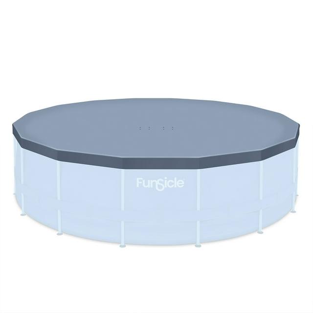 Funsicle 16ft Round Frame Seasonal Debris Above Ground Swimming Pool Cover with Drain Holes and Adjustable String Lock, Accessory Only, Gray