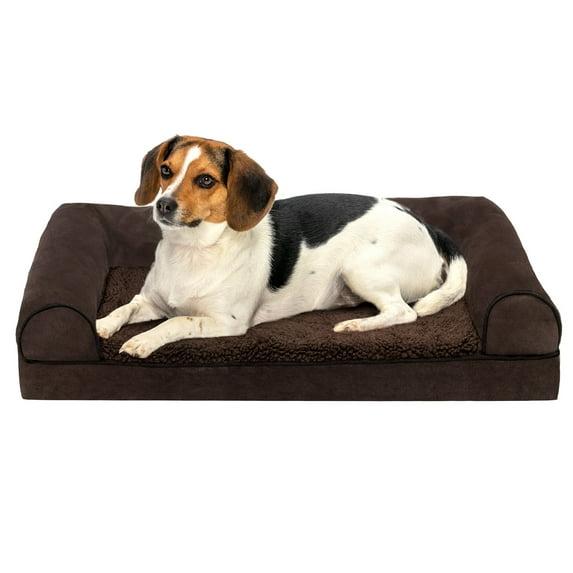 FurHaven Faux Fleece & Chenille Soft Woven Orthopedic Sofa Pet Bed