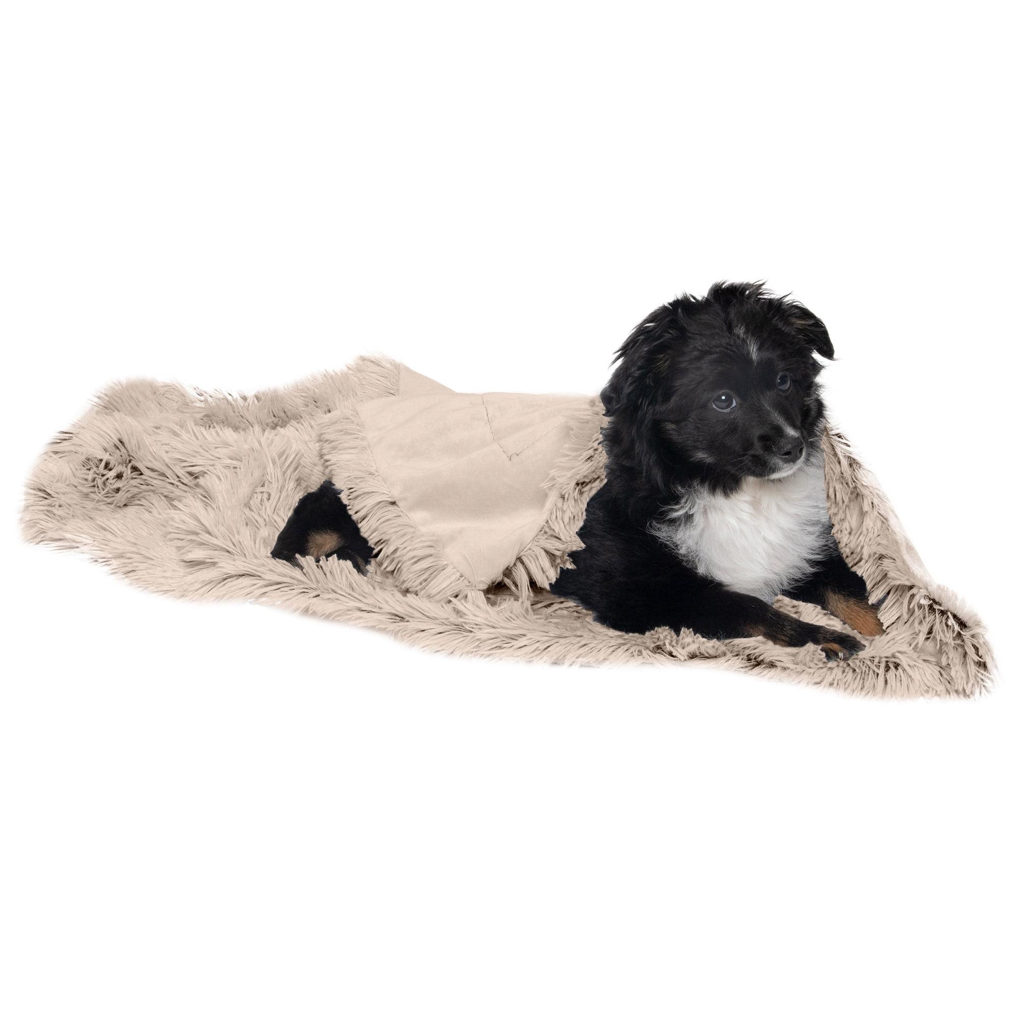 QUALITY FLOORING INC. Waterproof Throw Blanket For Dogs & Indoor Cats, Washable - Shaggy Plush Calming Long Faux Fur & Velvet Dog Blanket