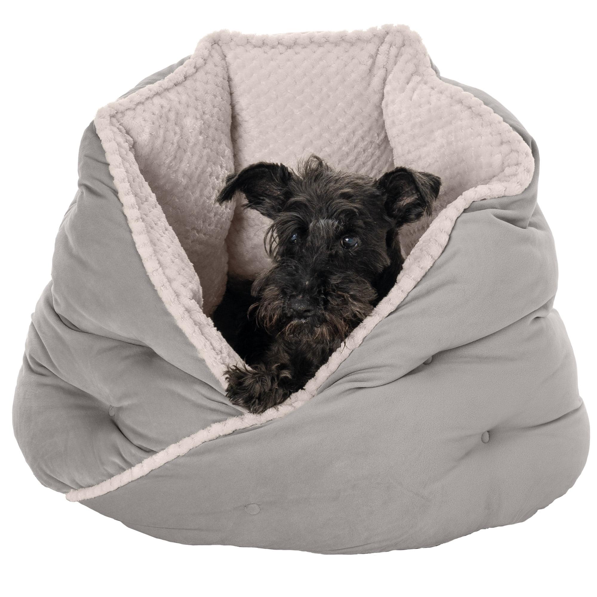 FurHaven Calming Wrap-Around Hug Small Dog and Cat Bed - Medium, Silver Gray