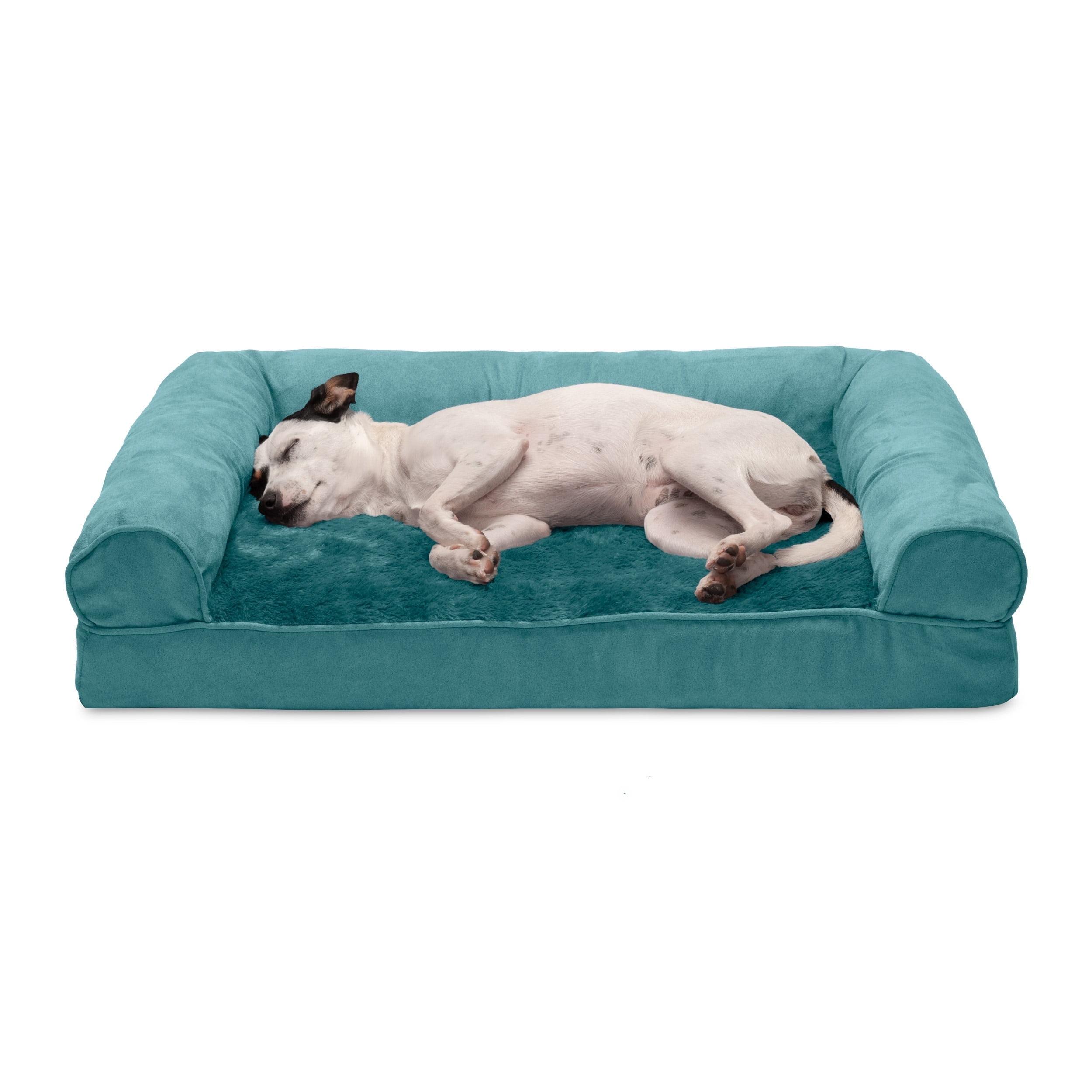FurHaven Plush & Suede Full Support Orthopedic Foam Sofa Style Bolster Dog Bed