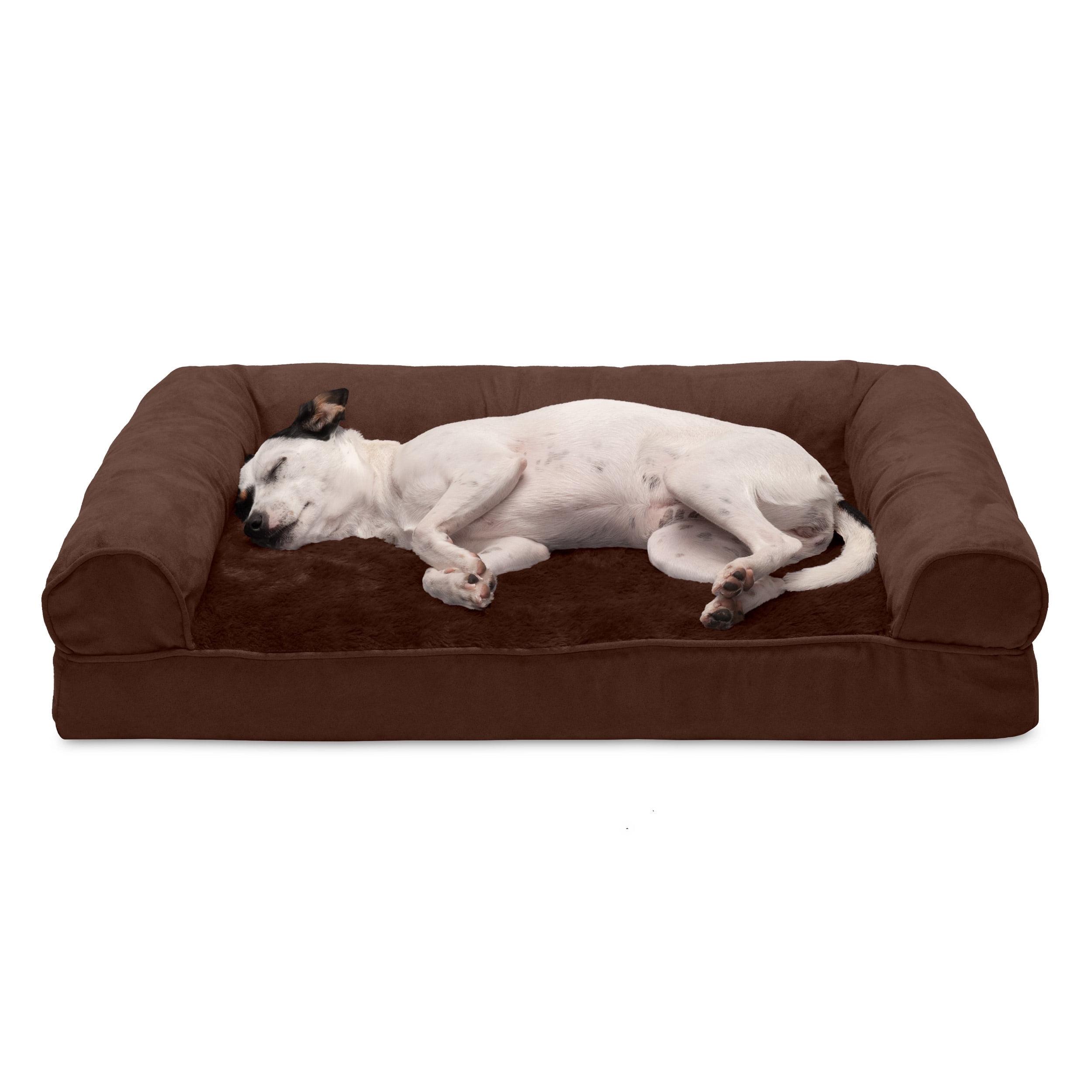 FurHaven Plush & Suede Full Support Sofa Dog Bed - Medium, Espresso