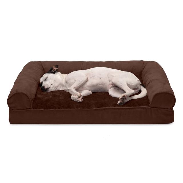 FurHaven Plush & Suede Full Support Sofa Dog Bed - Medium, Espresso