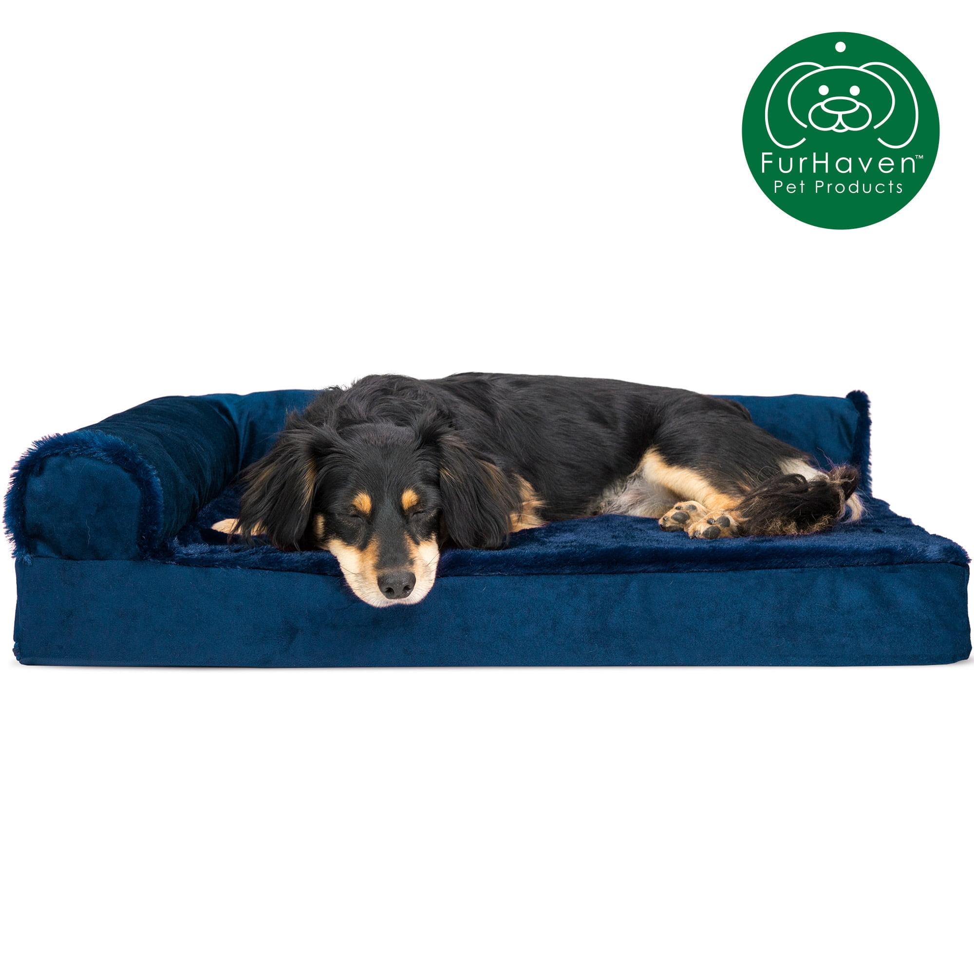 FurHaven Plush & Velvet Deluxe L-Chaise Orthopedic Pet Bed