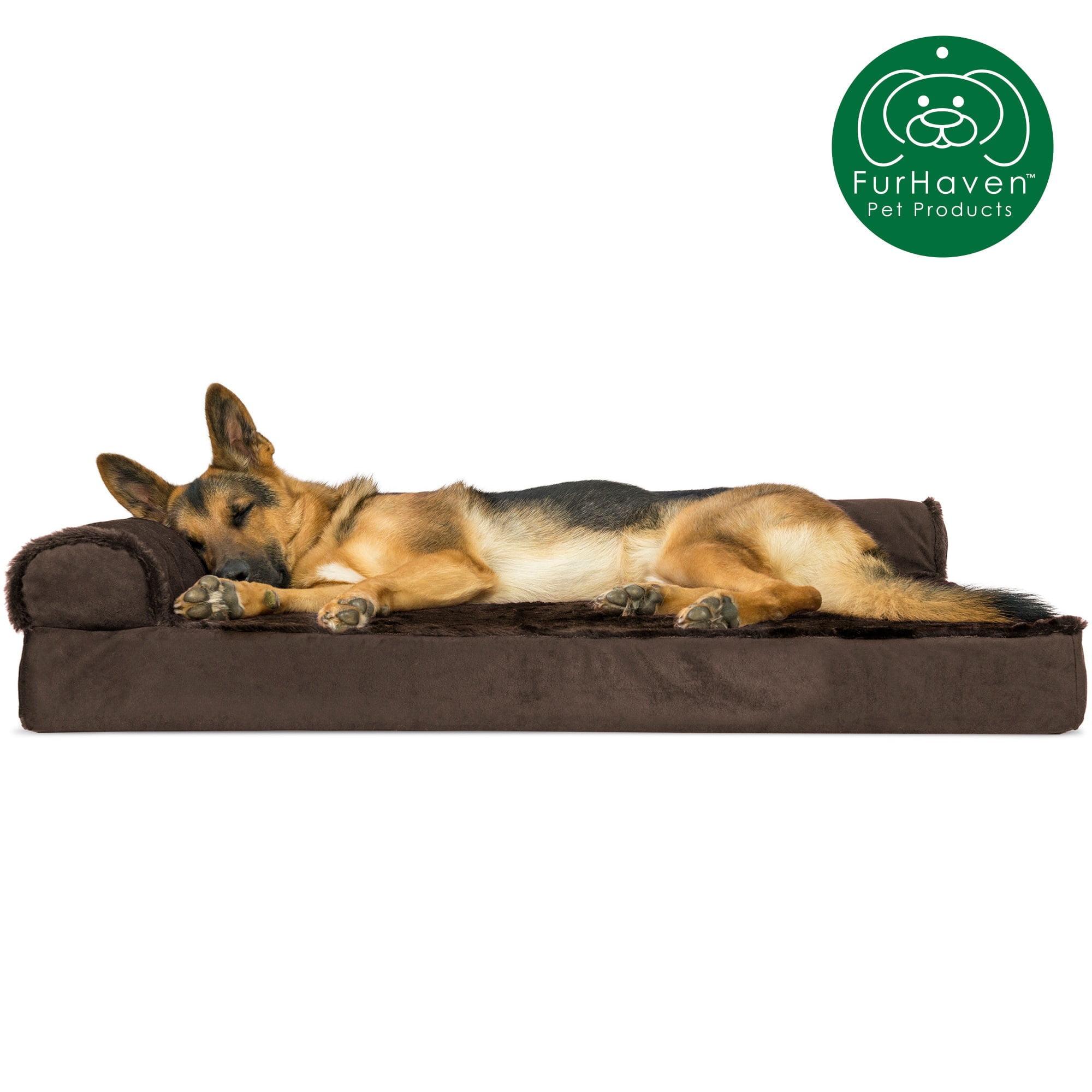 FurHaven Plush & Velvet Deluxe L-Chaise Orthopedic Pet Bed